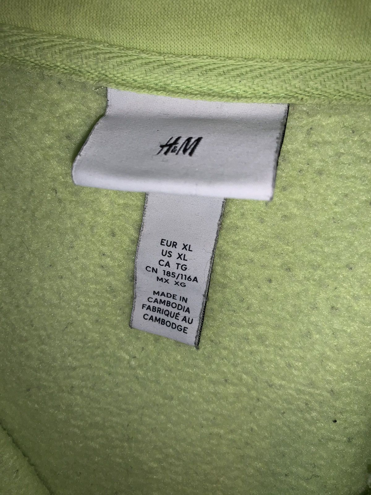 H&M GOODPLACE©️ LIME HI VIS 1/4 QUARTER ZIP HENLEY FLEECE Size US XL / EU 56 / 4 - 3 Thumbnail