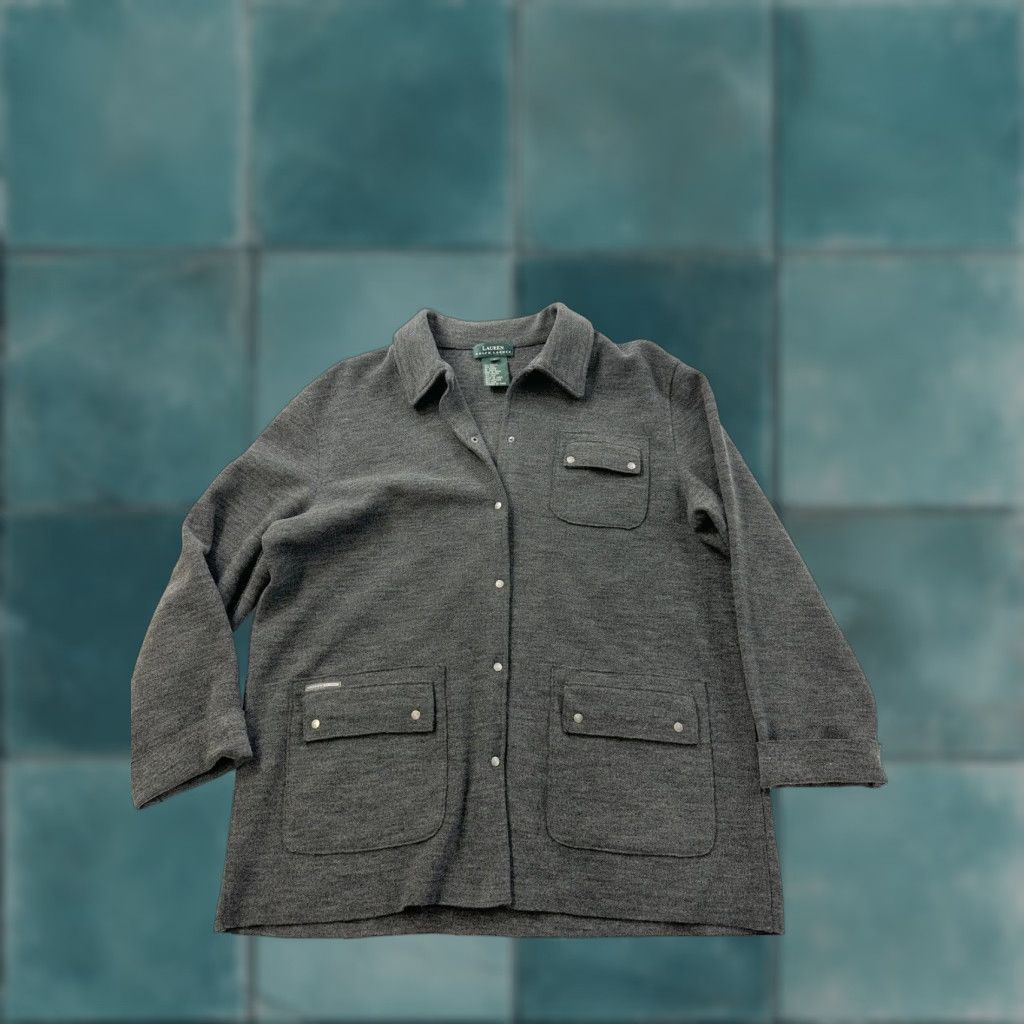 Ralph Lauren LRL Ralph Lauren Jacket Womens Large Gray Wool Acrylic Blend Button Snap Size L / US 10 / IT 46 - 1 Thumbnail