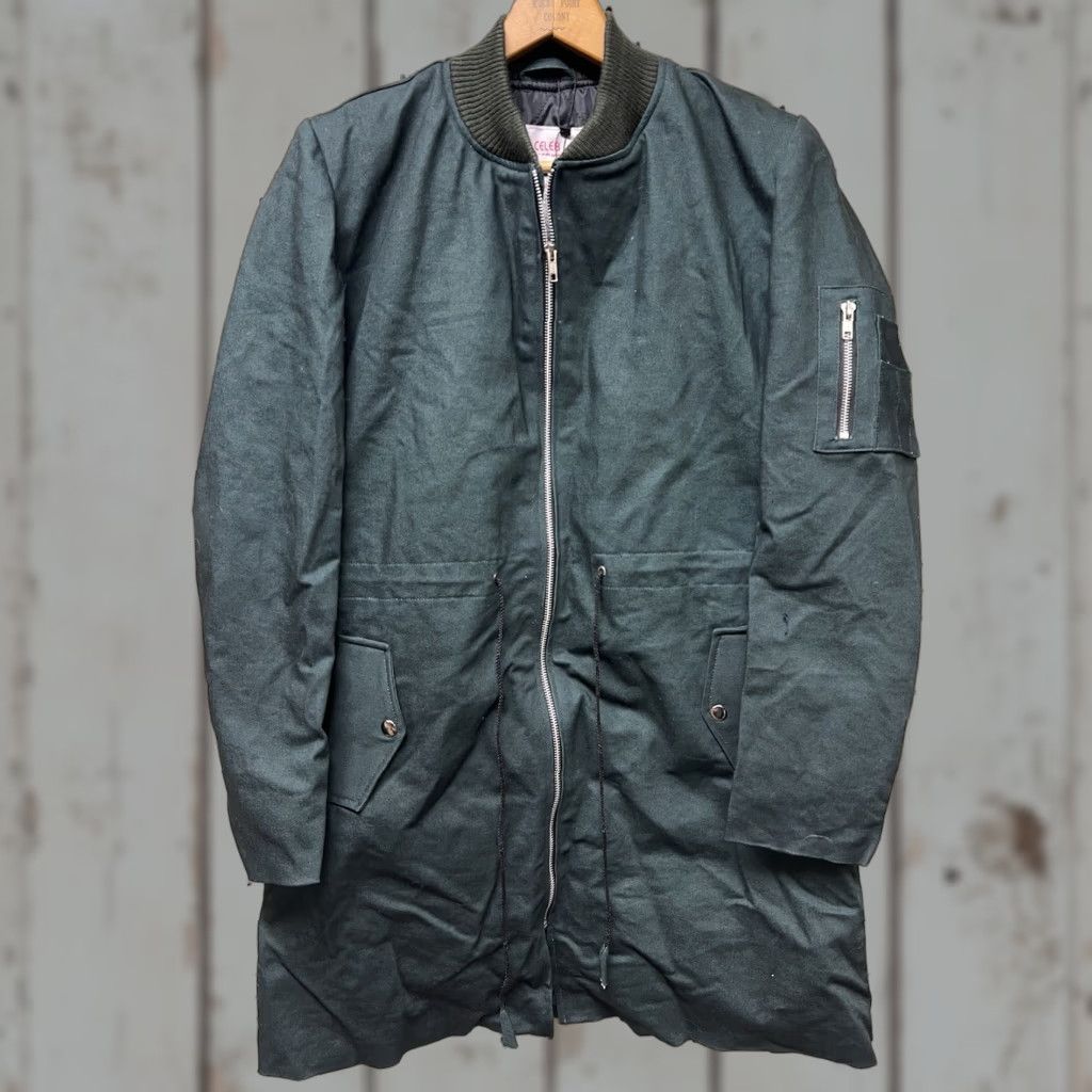New Women’s Caleb Leather Jackets Large Long Bomber Style Coat Green NWT