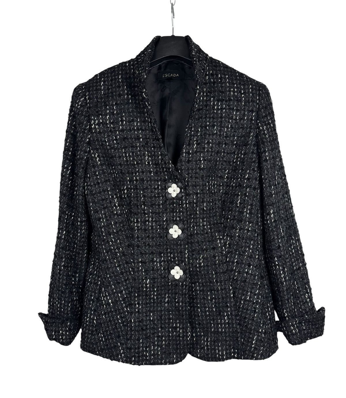 Escada Escada Tweed Wool-Rayon Coat Flowers Buttons size DE42 IT48 Size XL / US 12-14 / IT 48-50 - 11 Thumbnail