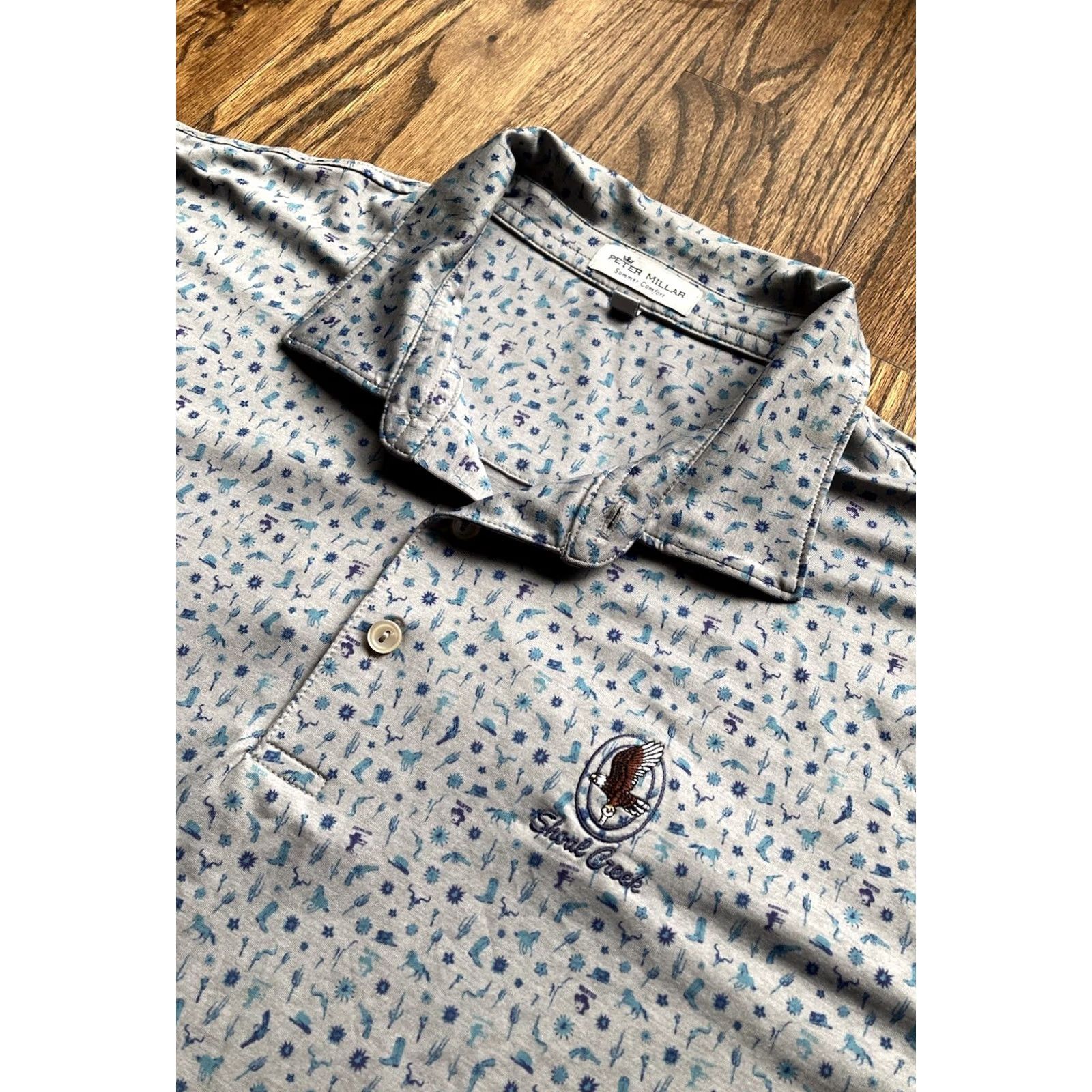 Peter Millar Peter Millar Summer Comfort Polo Mens XL Shoal Creek Western Cowboy AOP Golf Gray Shirt Mens XL Size US XL / EU 56 / 4 - 2 Thumbnail