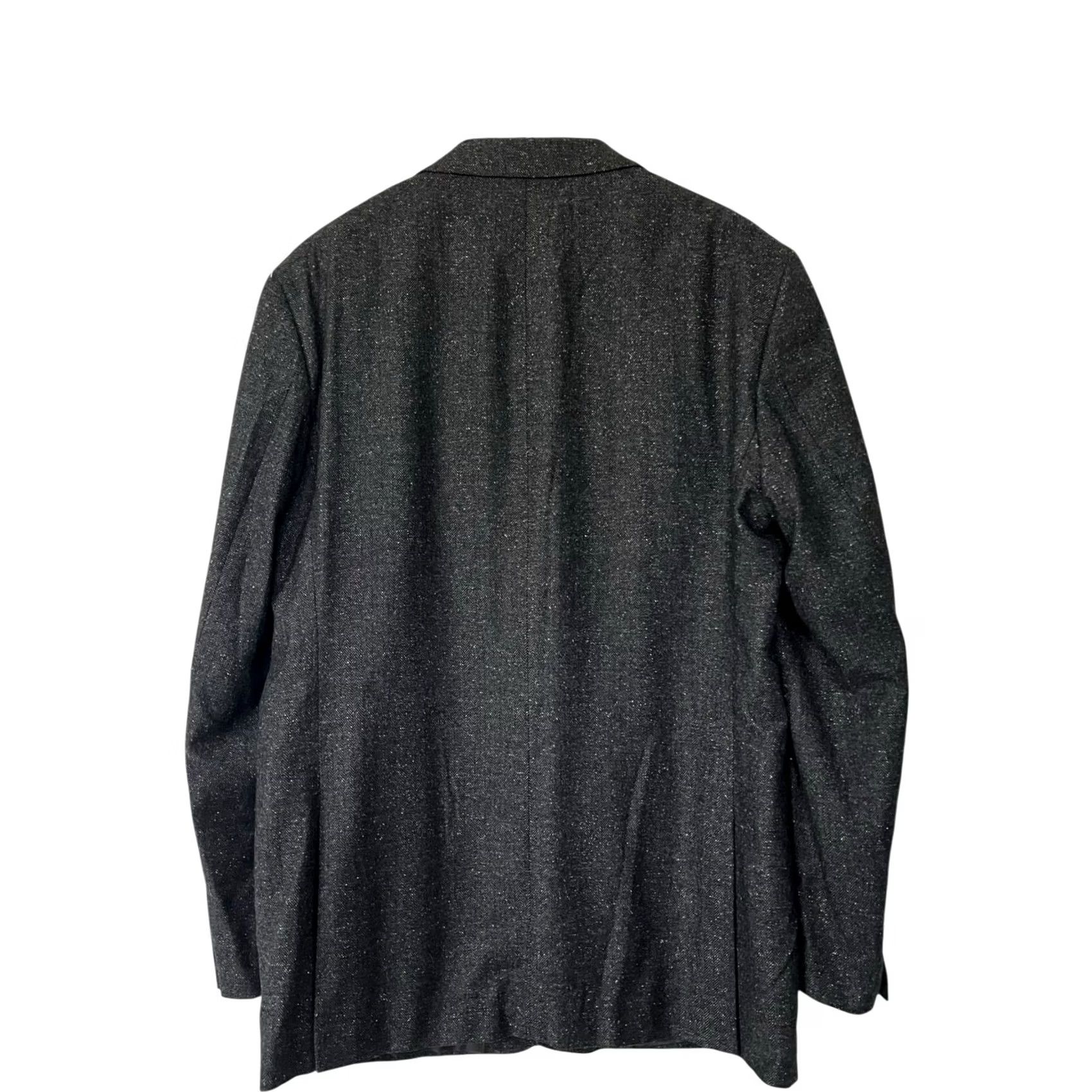Calvin Klein Calvin Klein Blazer Sport Coat Gray Speckled Herringbone Wool Silk Blend 44L Mens Jacket Regular Modern 44L Gray Mens Blazer Size 44R - 2 Thumbnail