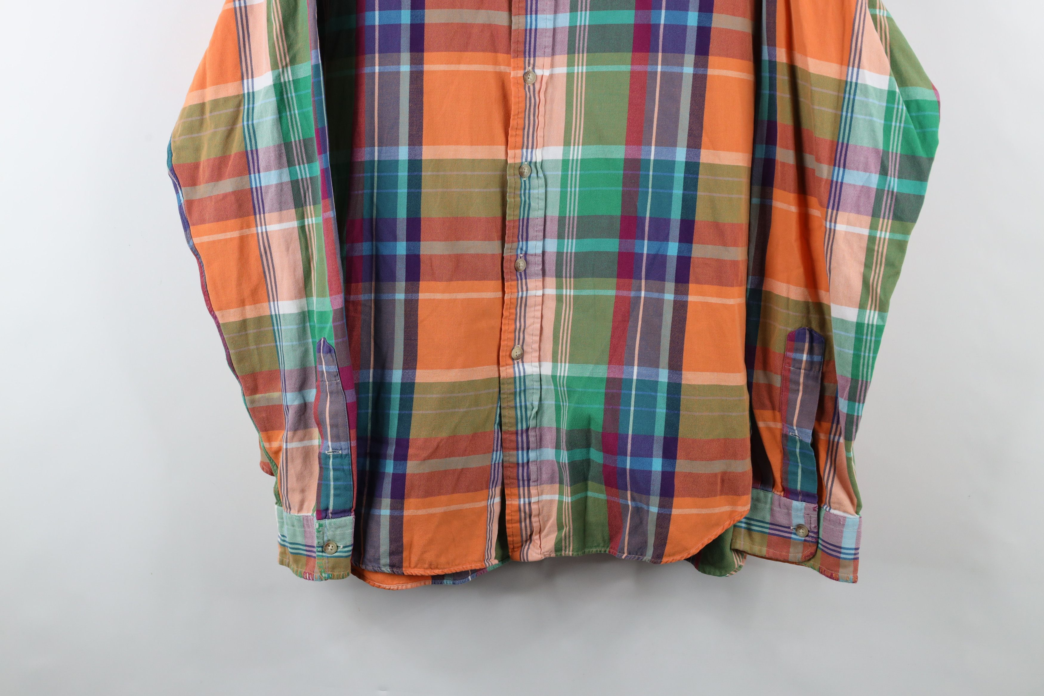 Ralph Lauren × Vintage Vintage 90s Ralph Lauren Rainbow Plaid Button Down Shirt Size US XXL / EU 58 / 5 - 3 Thumbnail