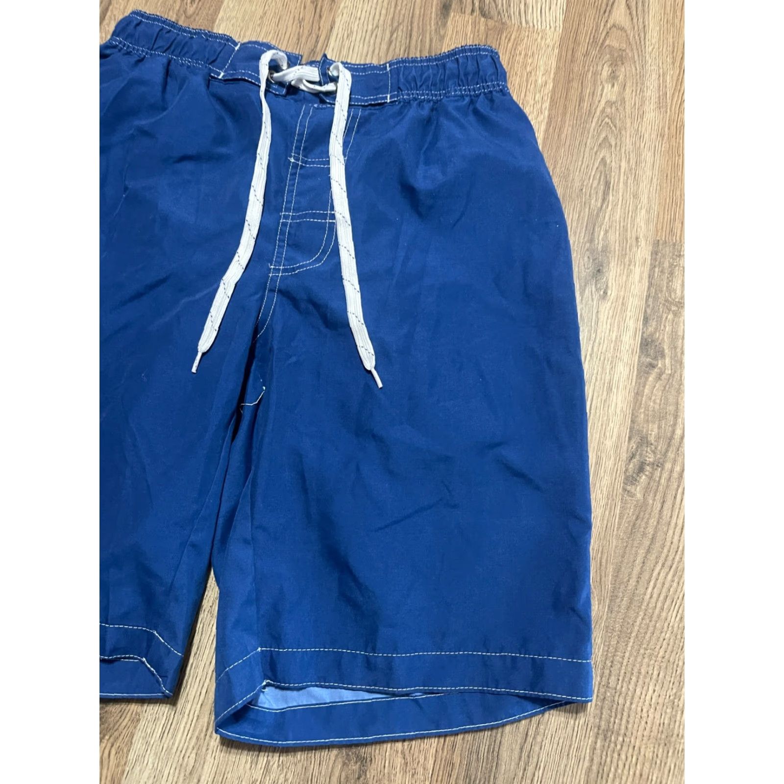 Vintage St. John's Bay Shorts Men's Medium Blue Swim Trunks Tie Waist, Bottom, Regular, Solid, M, Blue, Modern, Swim Bottom Style Trunks, St. John's Bay, Mens Size US 31 - 4 Thumbnail