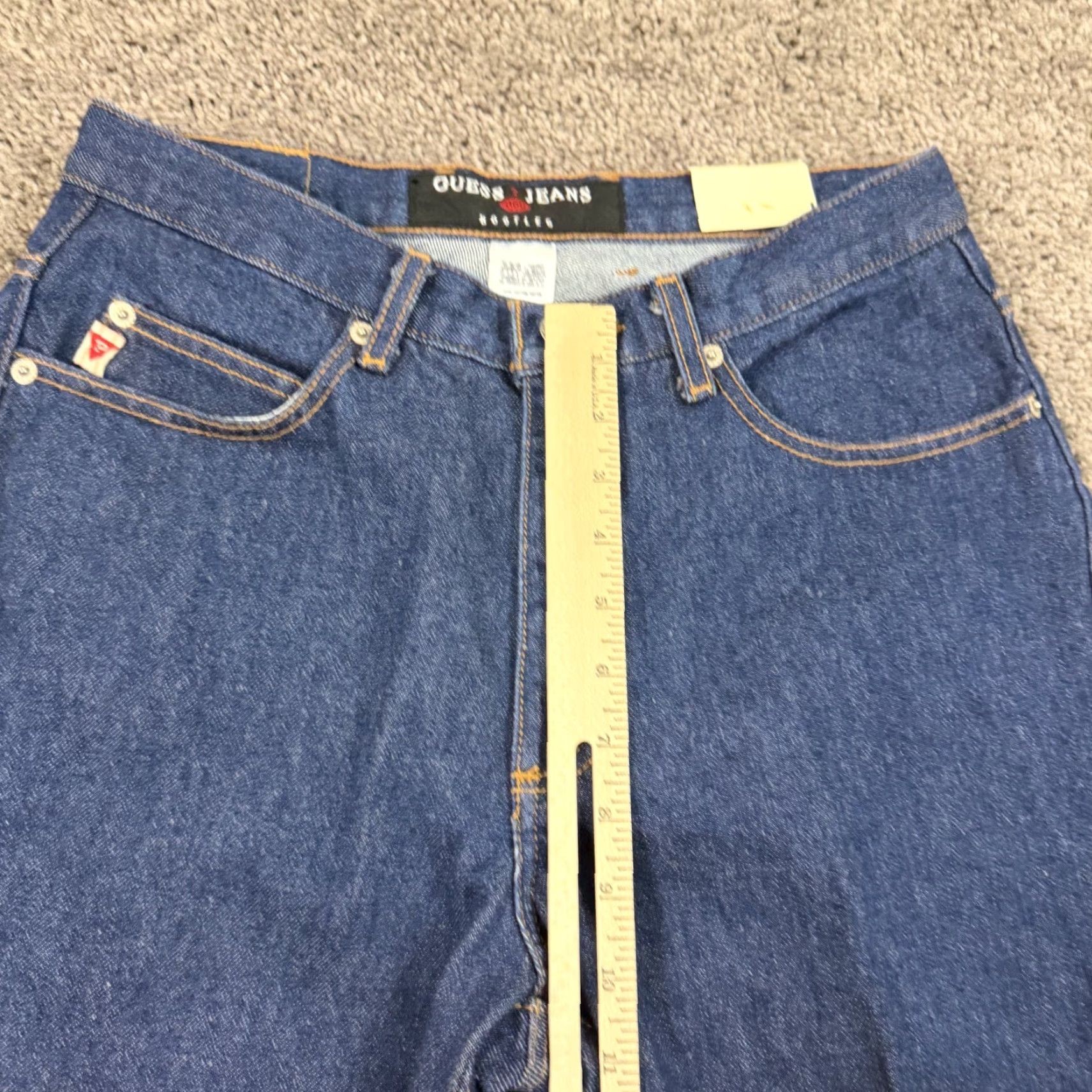 Guess VINTAGE GUESS Jeans Womens Boot Cut 31 Low Waist Dark Wash Denim 27x33 Blue 100% Cotton Regular Woman Jeans USA Logo Pockets Size 24" / US 00 / IT 34 - 4 Thumbnail