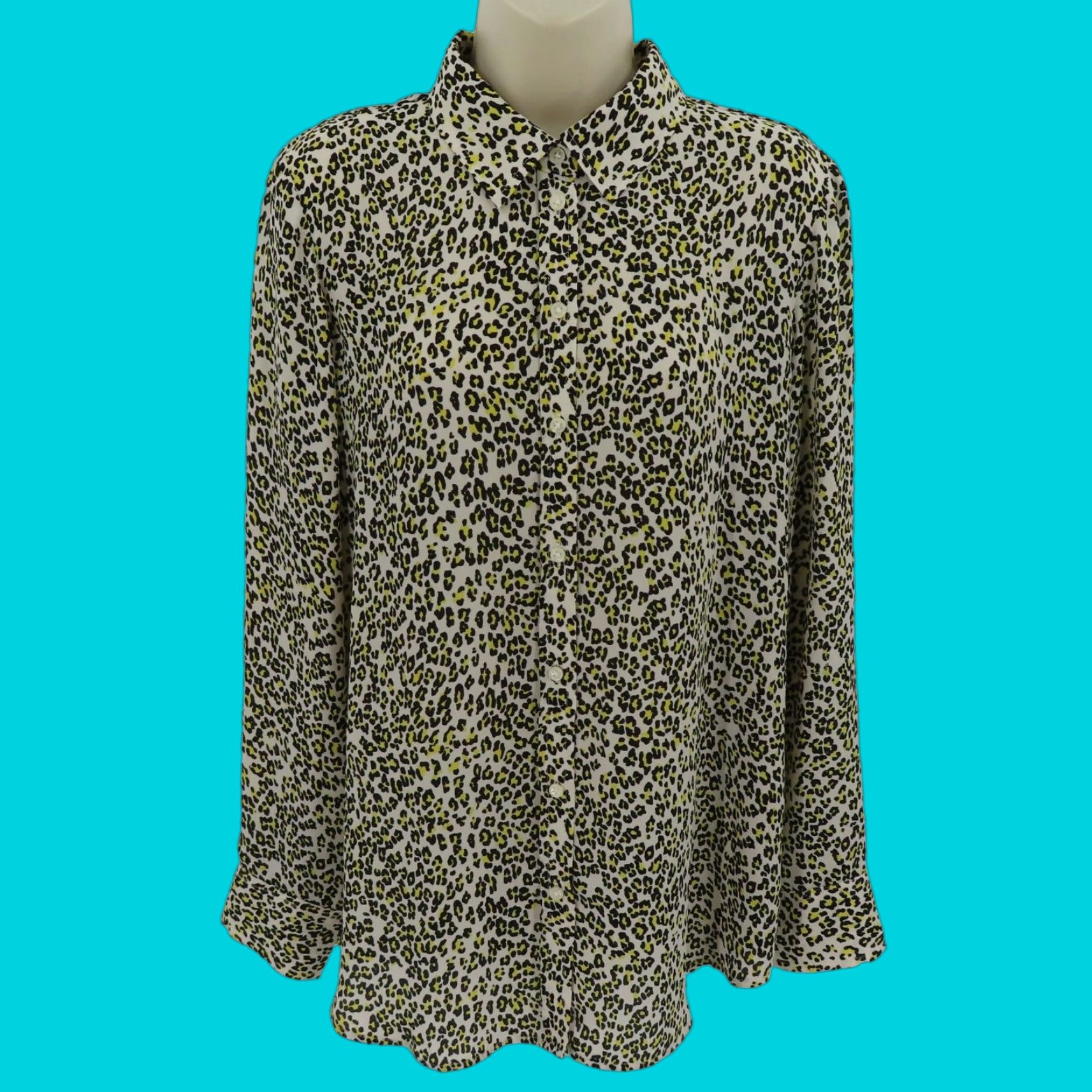 Banana Republic Banana Republic Blouse Womens M Dillon Classic Fit Button Front Collared Long Sleeve Yellow Animal Print Size M / US 6-8 / IT 42-44 - 1 Thumbnail