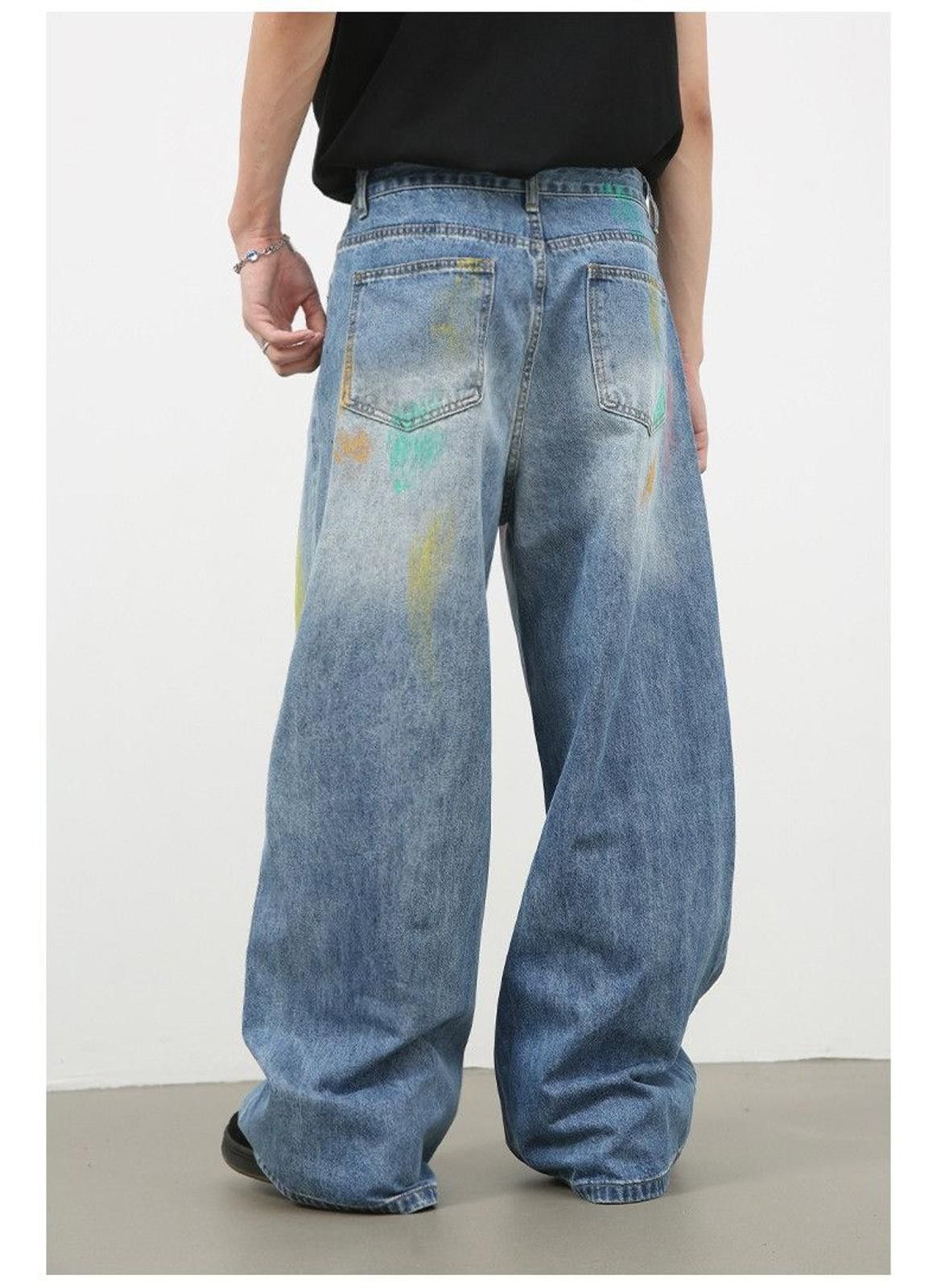 Japanese Brand Baggy Paint Splatter Denim Jeans Size US 30 / EU 46 - 2 Thumbnail