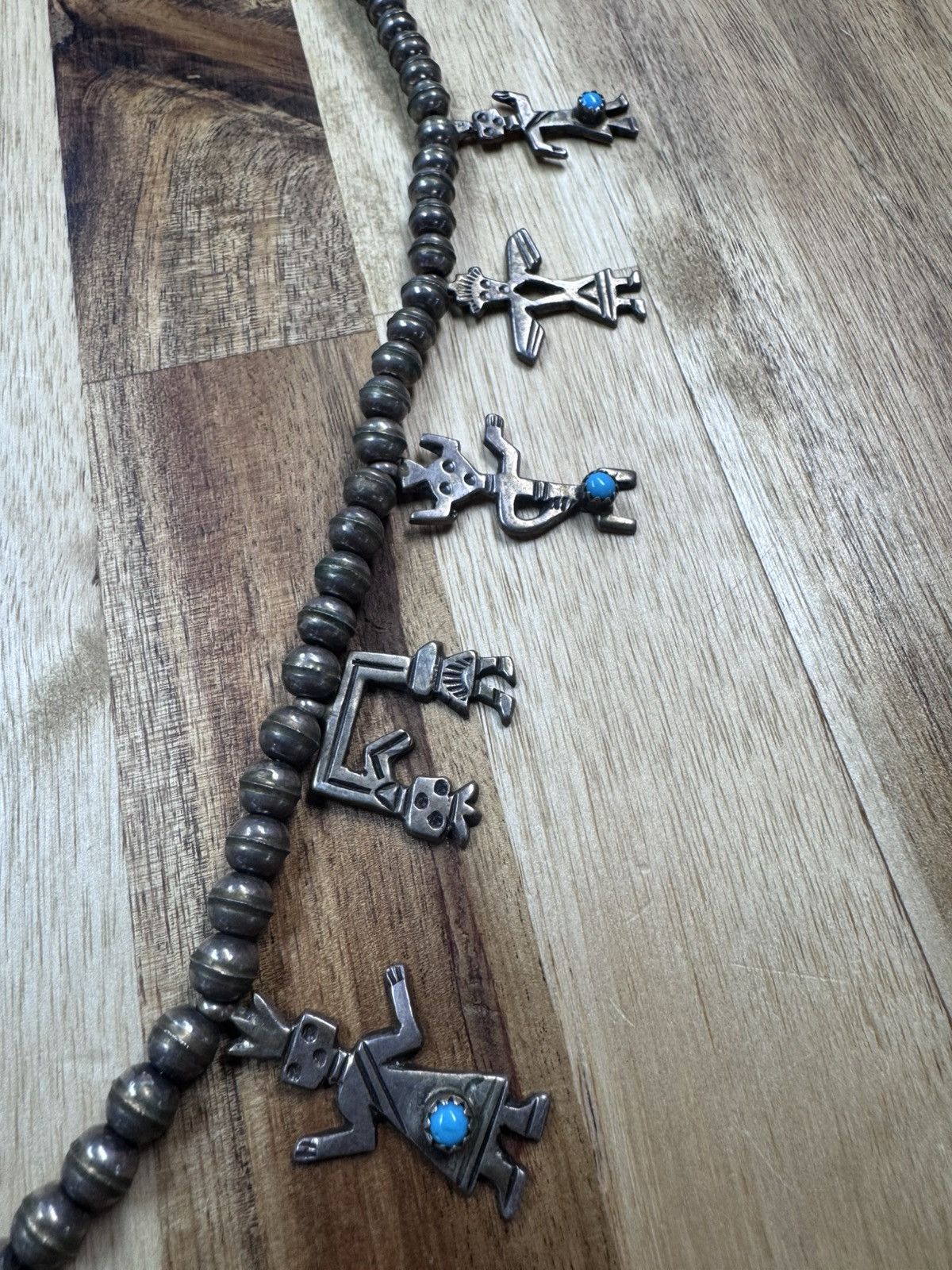 Other Navajo Squash Blossom Necklace Silver and Turquoise Necklace Size ONE SIZE - 4 Thumbnail