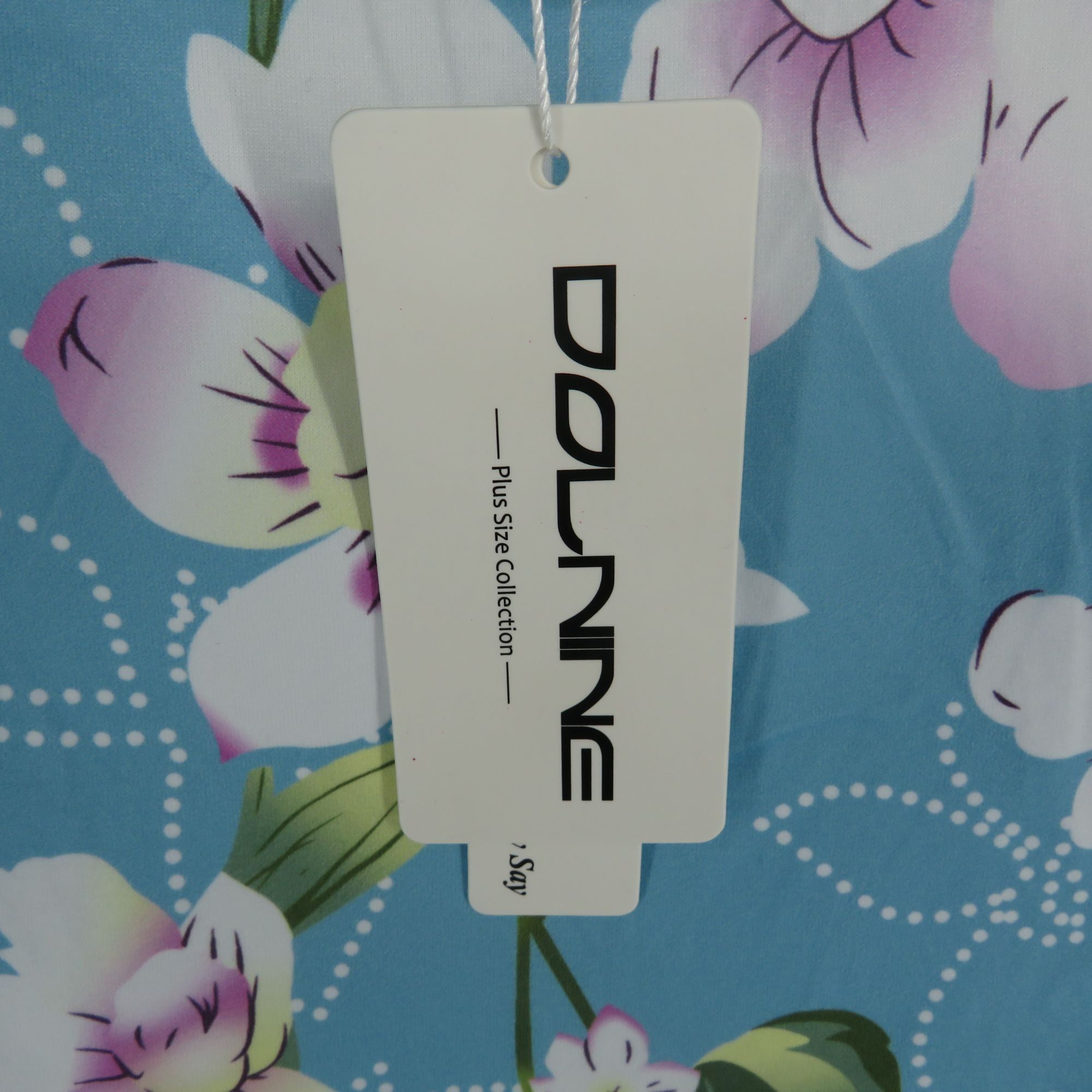 Other Dolnine Women's Floral Top Short Sleeve Blue Background 16W Size XXL / US 16-18 / IT 52-54 - 4 Thumbnail