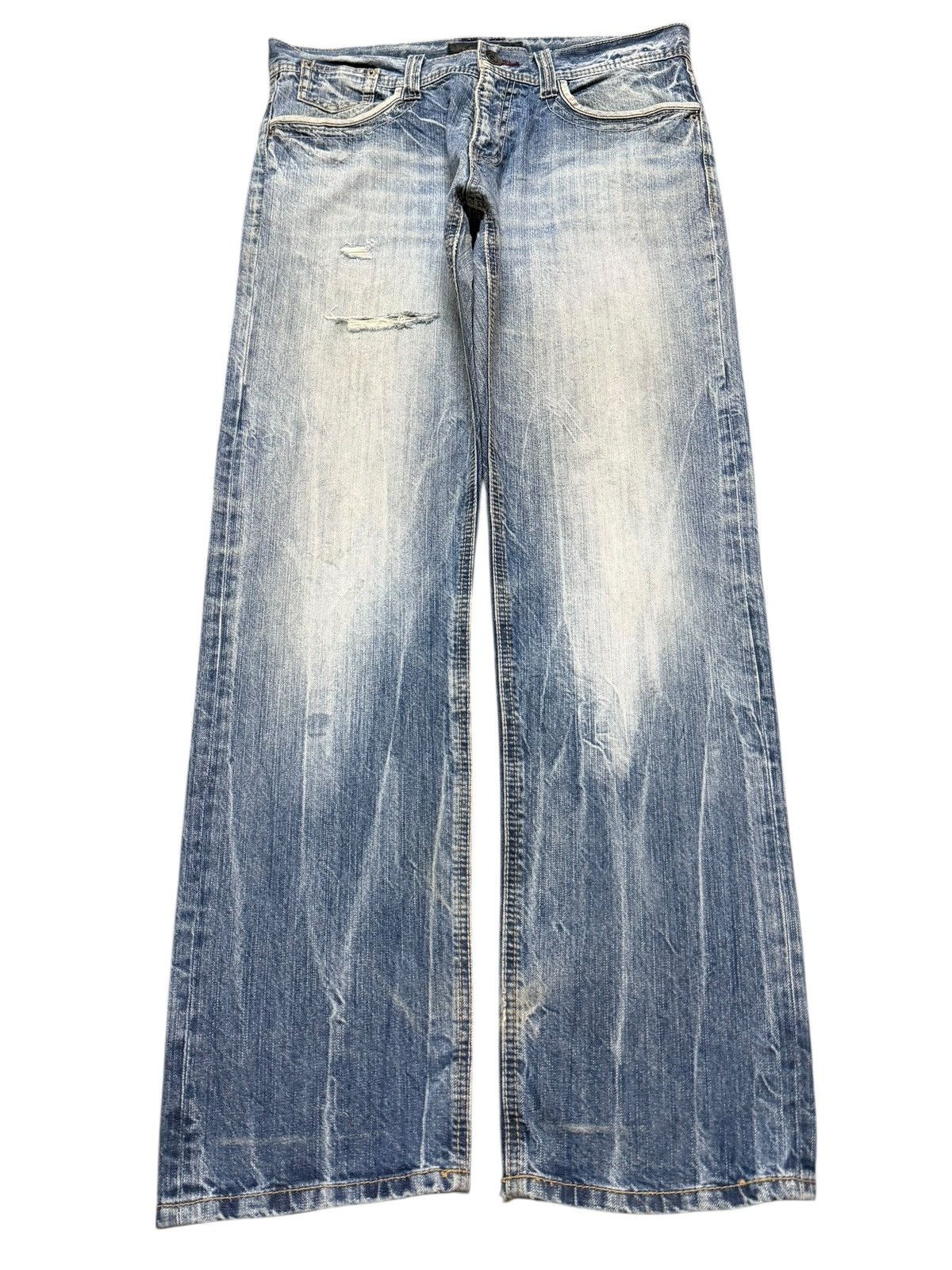 Vintage Japanese Blue Faded Thunder Wash Distress Loose Fits