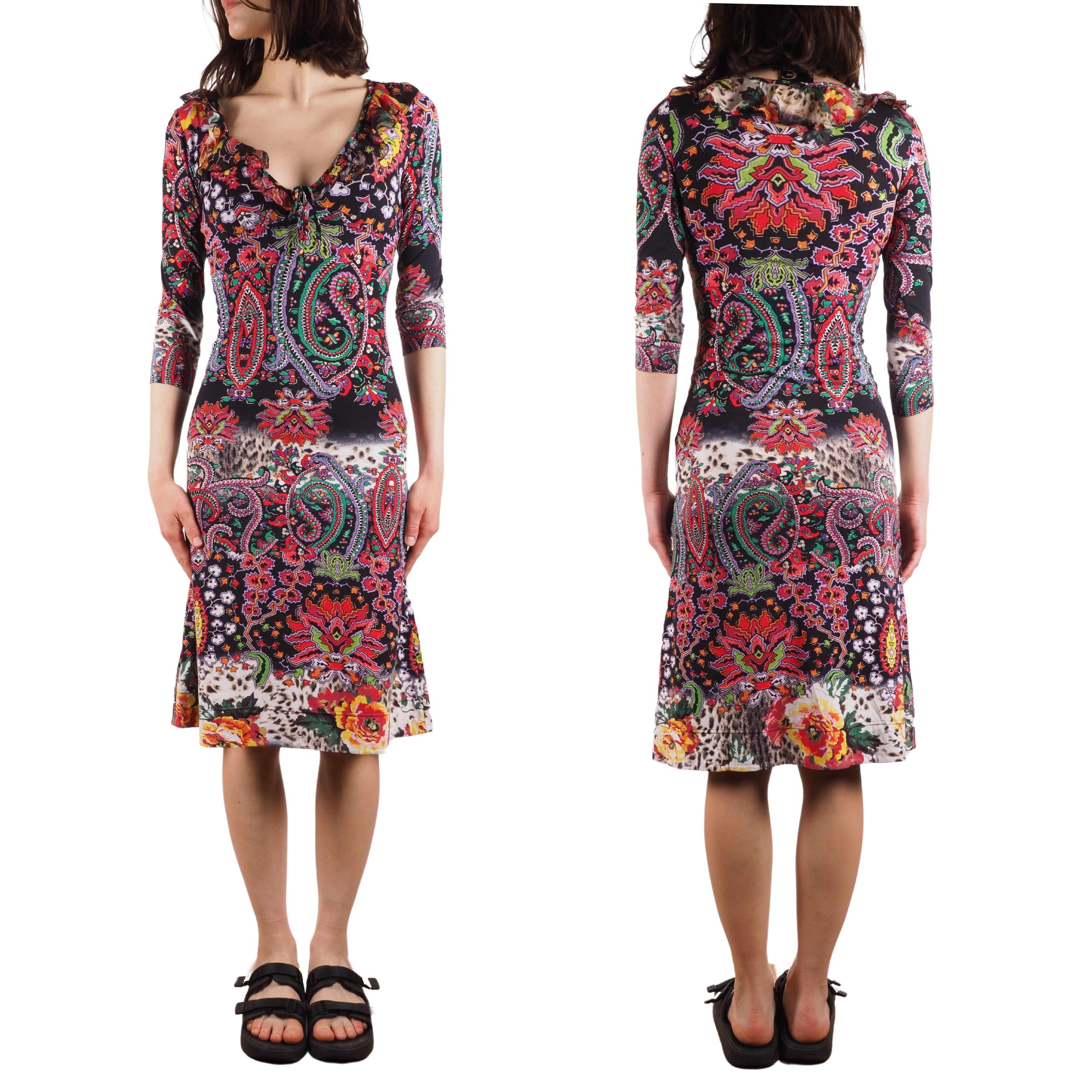 Just Cavalli Just Cavalli Vintage Floral Paisley Ruffle Midi Dress Size M / US 6-8 / IT 42-44 - 3 Thumbnail