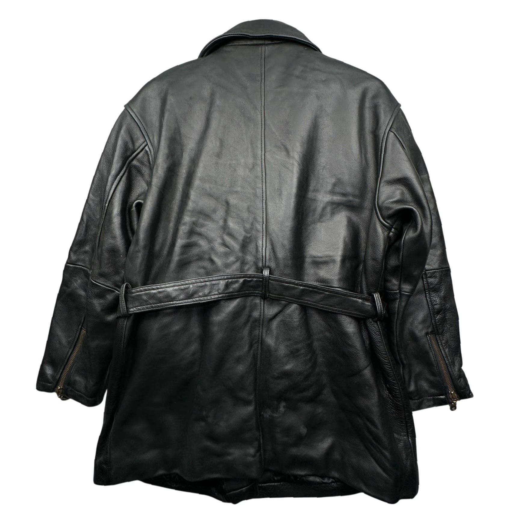 Vintage VINTAGE Tannery West Belted Motorcycle Leather Coat Jacket Womens Medium Quilted Lined Black Womens Jacket Size M / US 6-8 / IT 42-44 - 2 Thumbnail