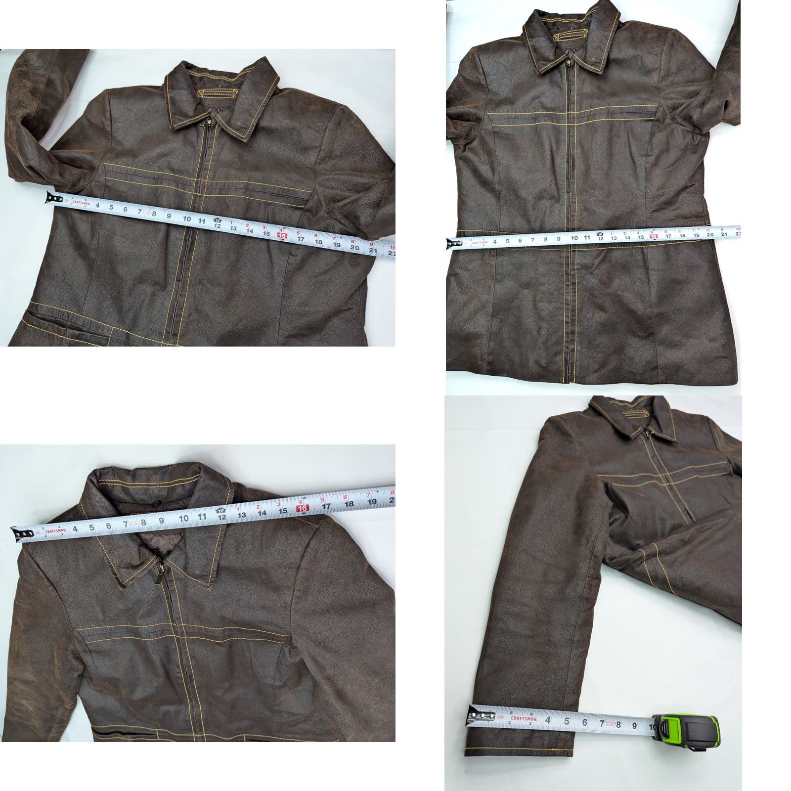 Lee VINTAGE Lee Leather Quilt Lined Jacket Womens L Brown Yellow Accent EUC Jacket Size L / US 10 / IT 46 - 8 Thumbnail