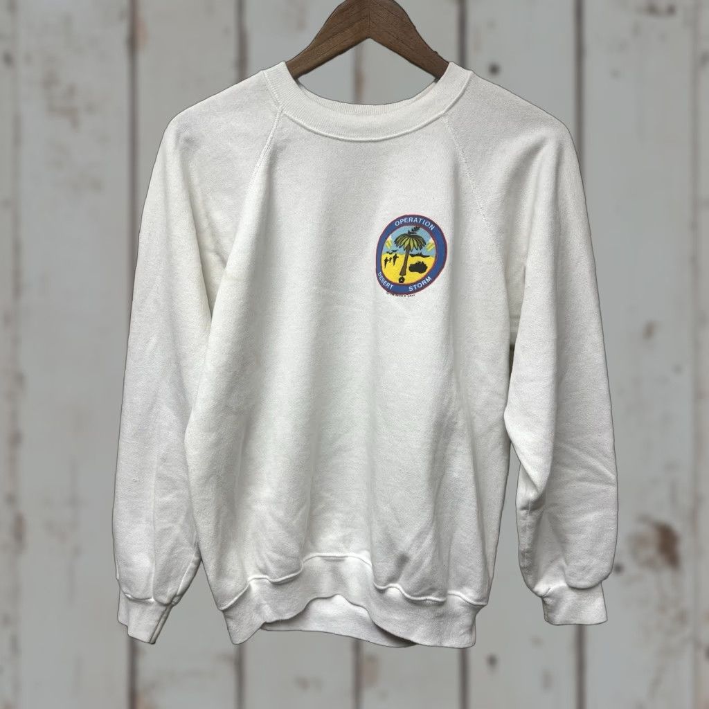 Hanes VINTAGE Hanes Sweatshirt Mens Large White Crewneck Operation Desert Storm 90's Size US L / EU 52-54 / 3 - 1 Thumbnail