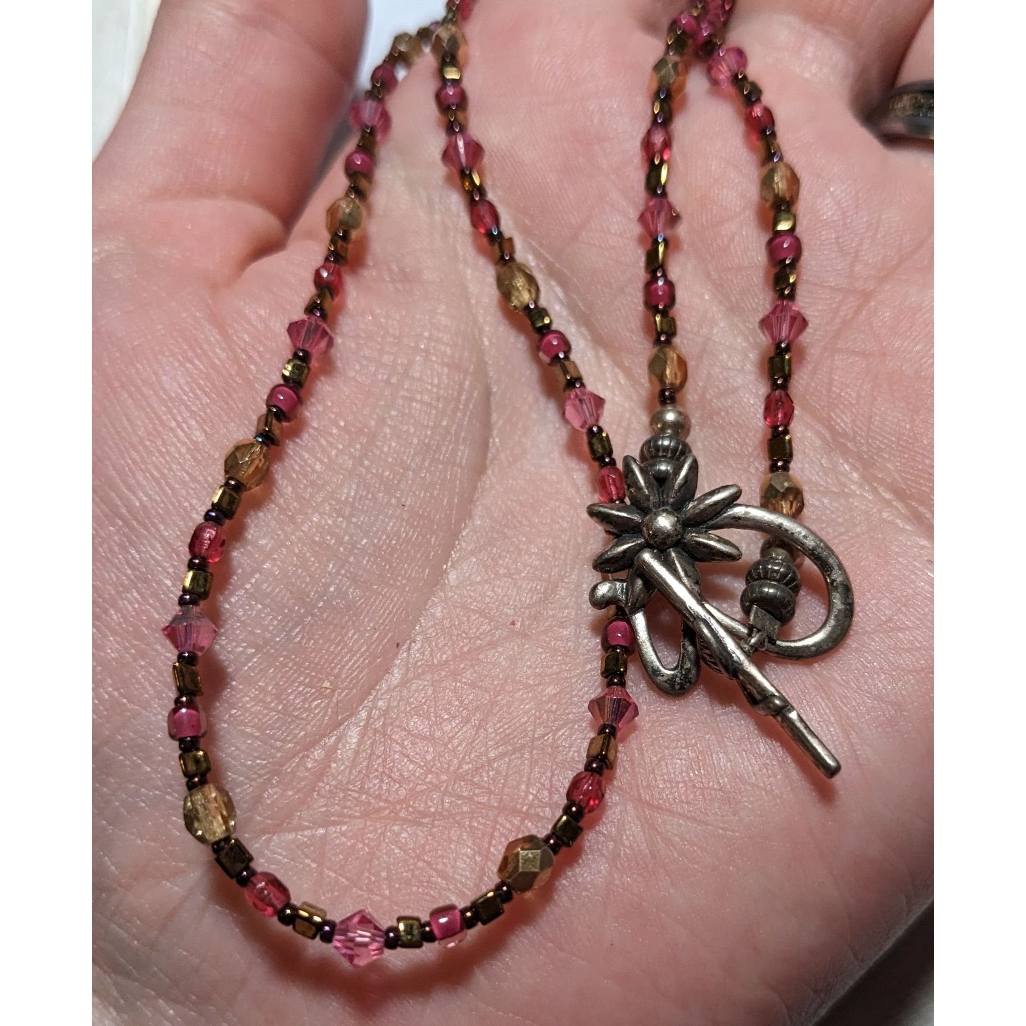 Other Vintage Handmade Pink & Gold Beaded Necklace Size ONE SIZE - 10 Thumbnail