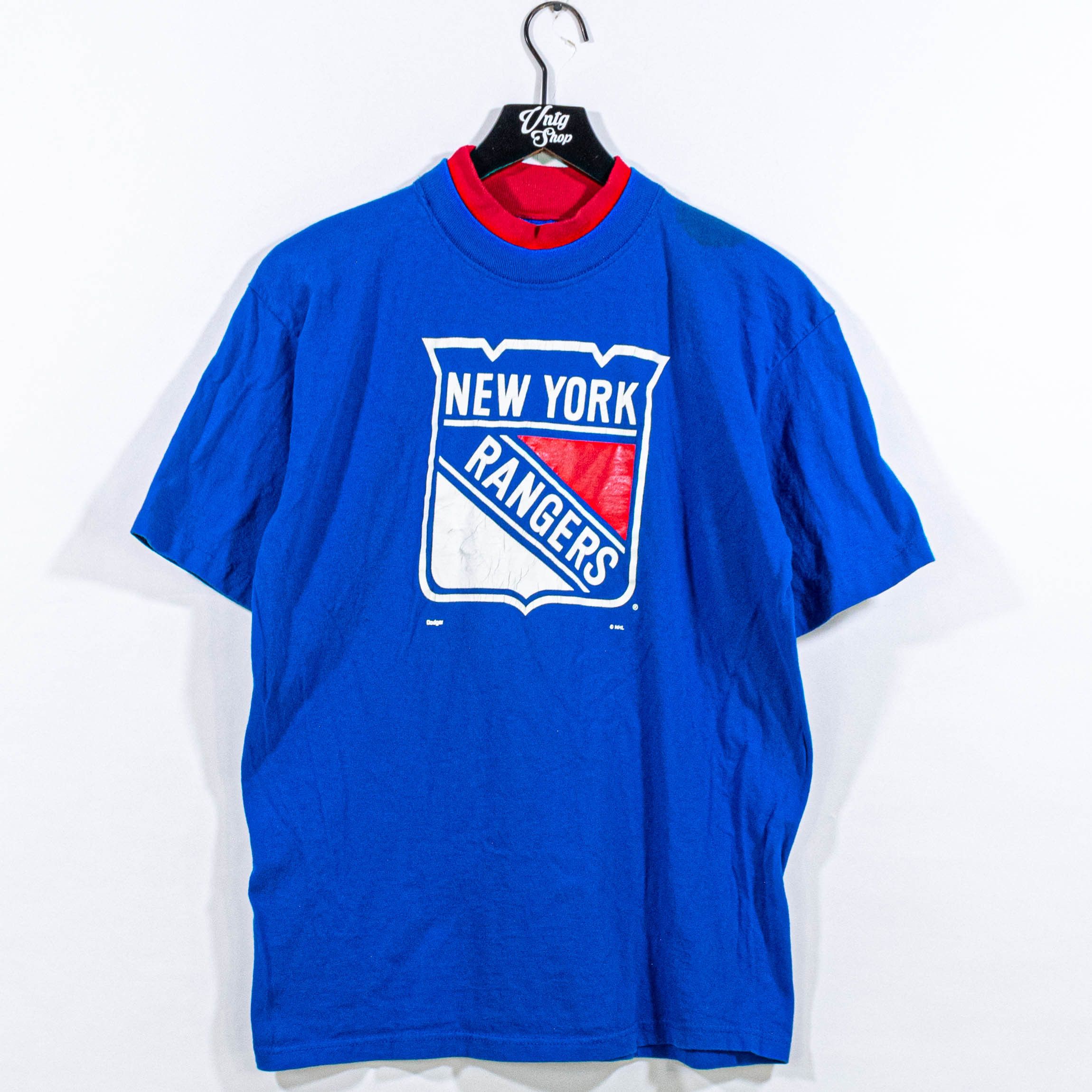 NHL × New York × Vintage New York Rangers NHL Logo Double Collar T 