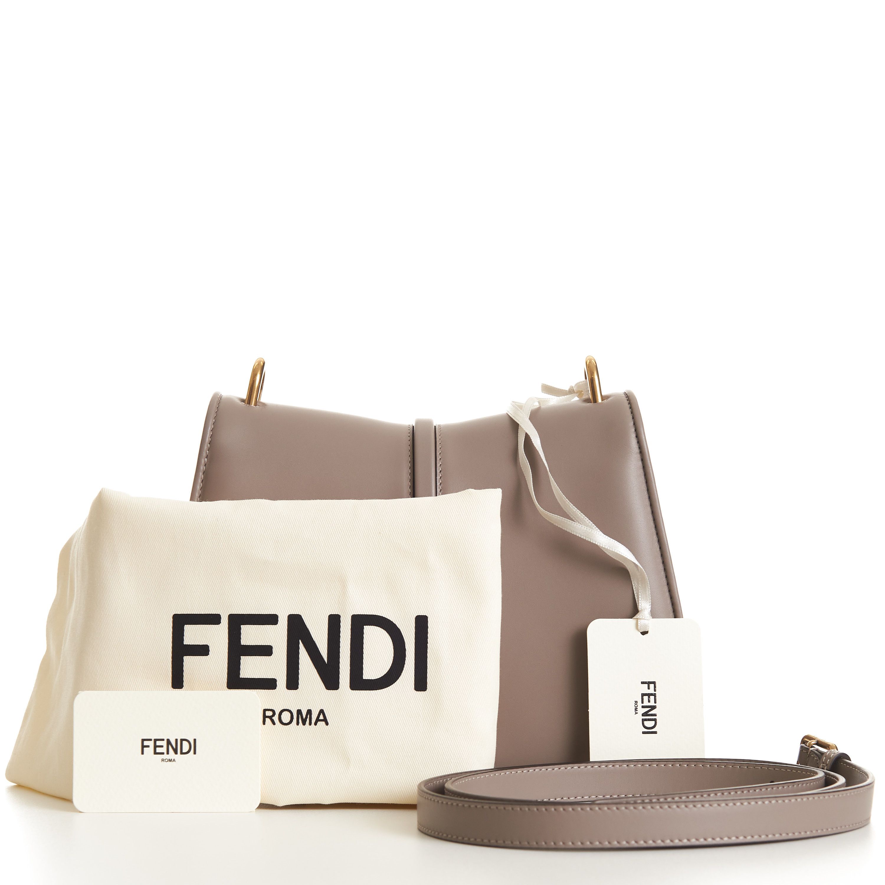 Fendi C’mon Medium Dove-Gray Smooth Full-grain Leather Bag Size ONE SIZE - 14 Thumbnail