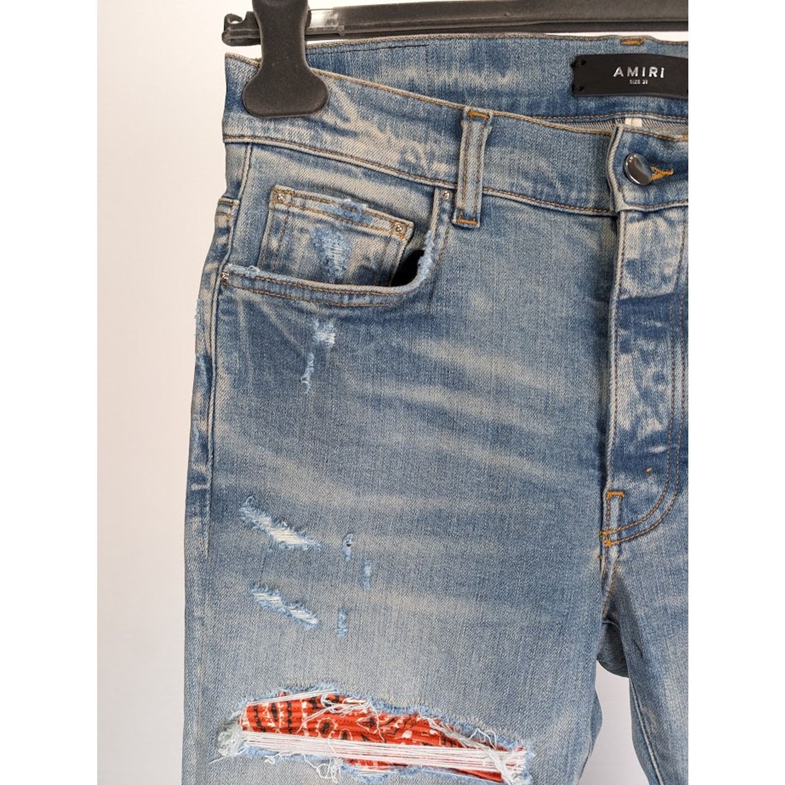 Amiri o1rshd1 Vintage Bandana Artpatch Jeans in Clay Indigo Size US 29 - 8 Thumbnail
