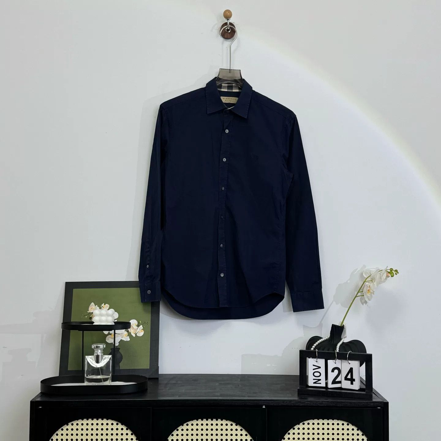 Burberry Burberry Navy Embroidered Logo Shirt Size S Size US S / EU 44-46 / 1 - 1 Thumbnail