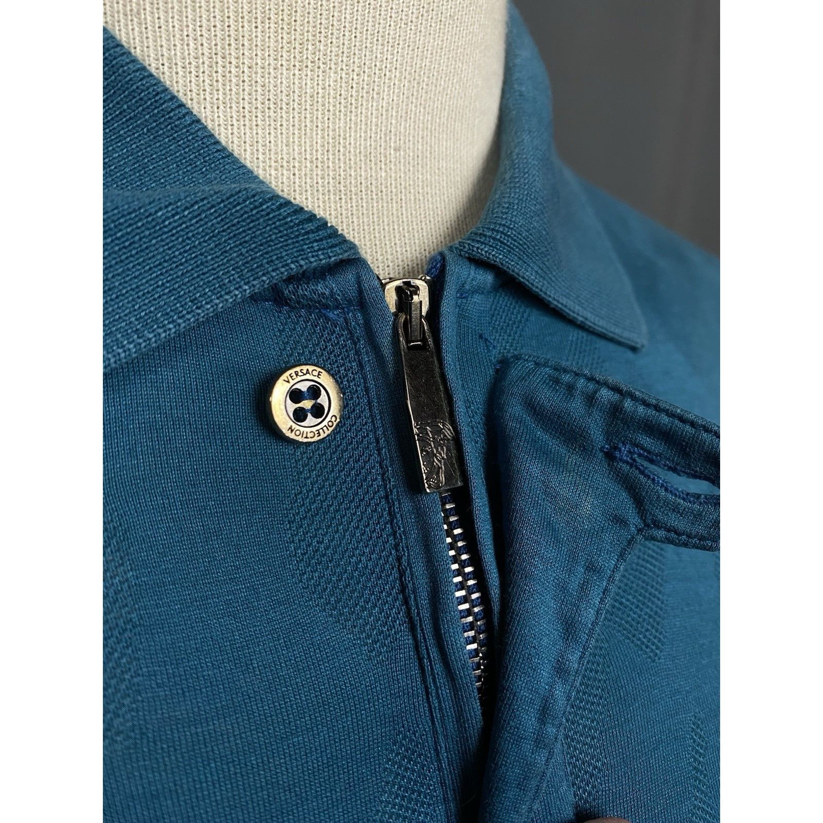 Versace Versace Collection Men's Turquoise Green Collared Polo Sweat Size US L / EU 52-54 / 3 - 9 Thumbnail