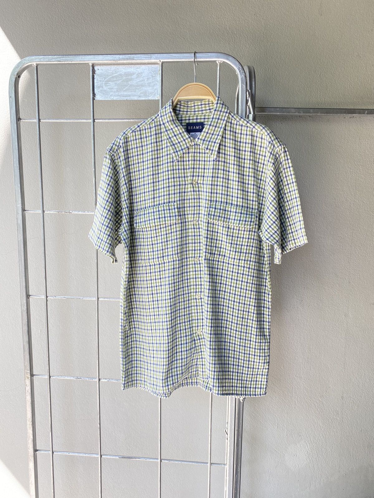 Beams Plus BEAMS Green, White, and Blue Checkered Short-Sleeve Shirt Size US M / EU 48-50 / 2 - 13 Thumbnail