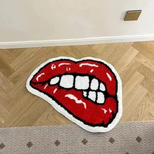 VIBE Red Lips Tufted Rug Soft Good Carpet 54x70cm Size ONE SIZE - 4 Thumbnail