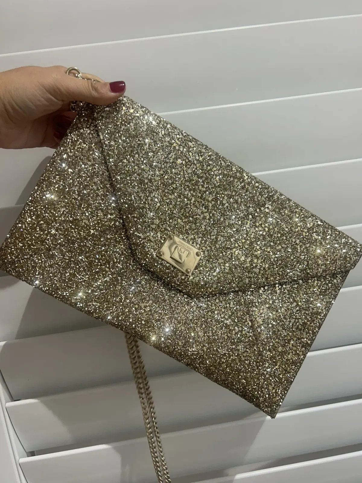 Jimmy Choo Jimmy school envelope clutch gold glitter Size ONE SIZE - 1 Thumbnail