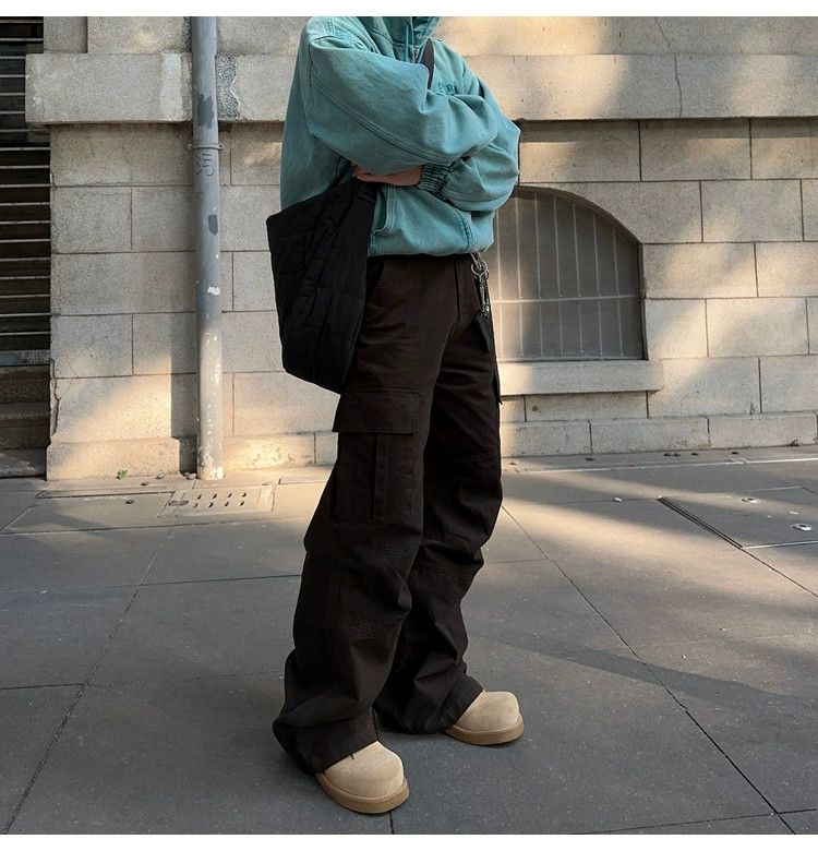washed faded loose baggy military cargo pants