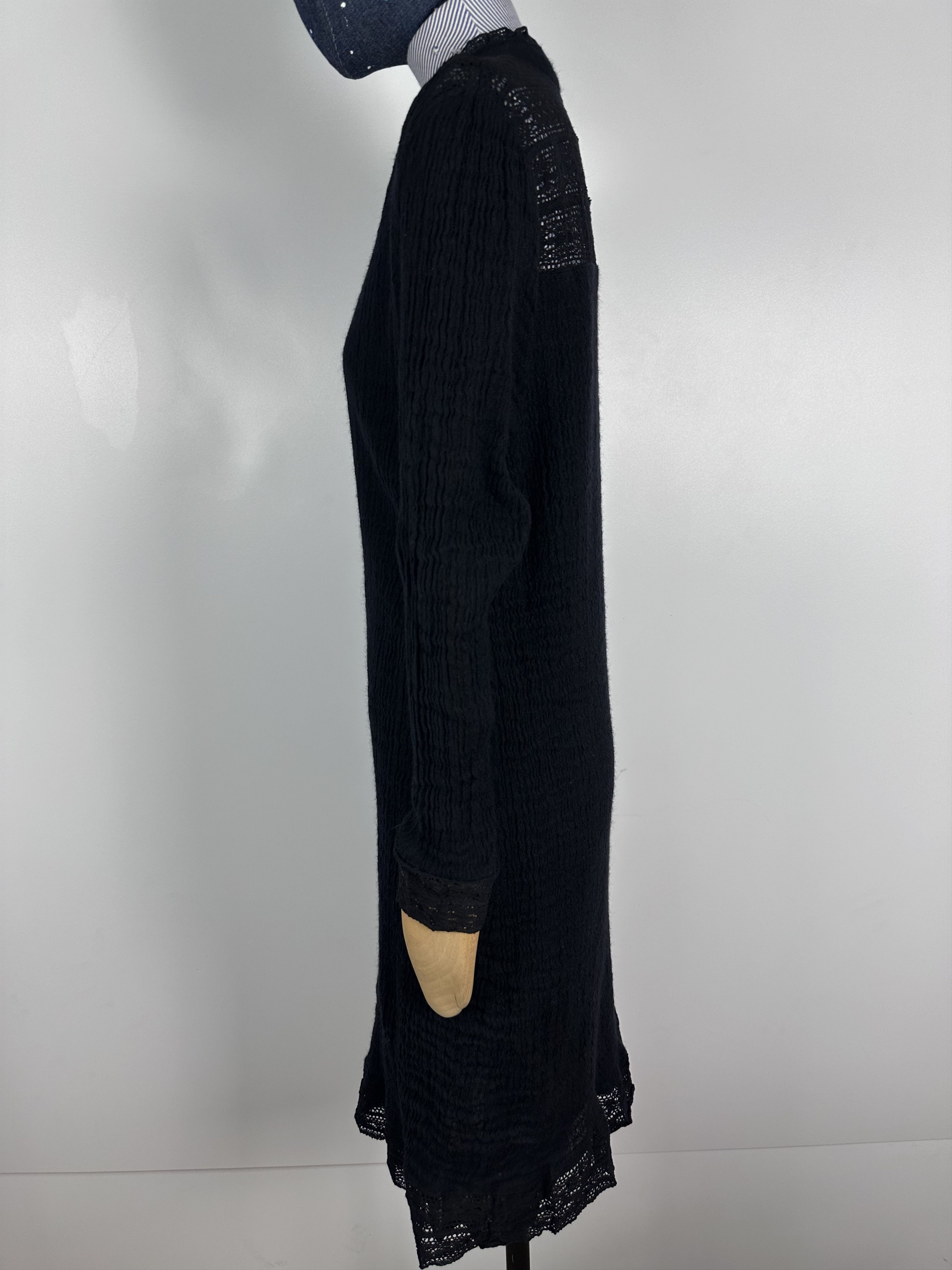 Designer Javier Simorra Lace Dress Long Black Wool Womens Size US12 Size XL / US 12-14 / IT 48-50 - 4 Thumbnail