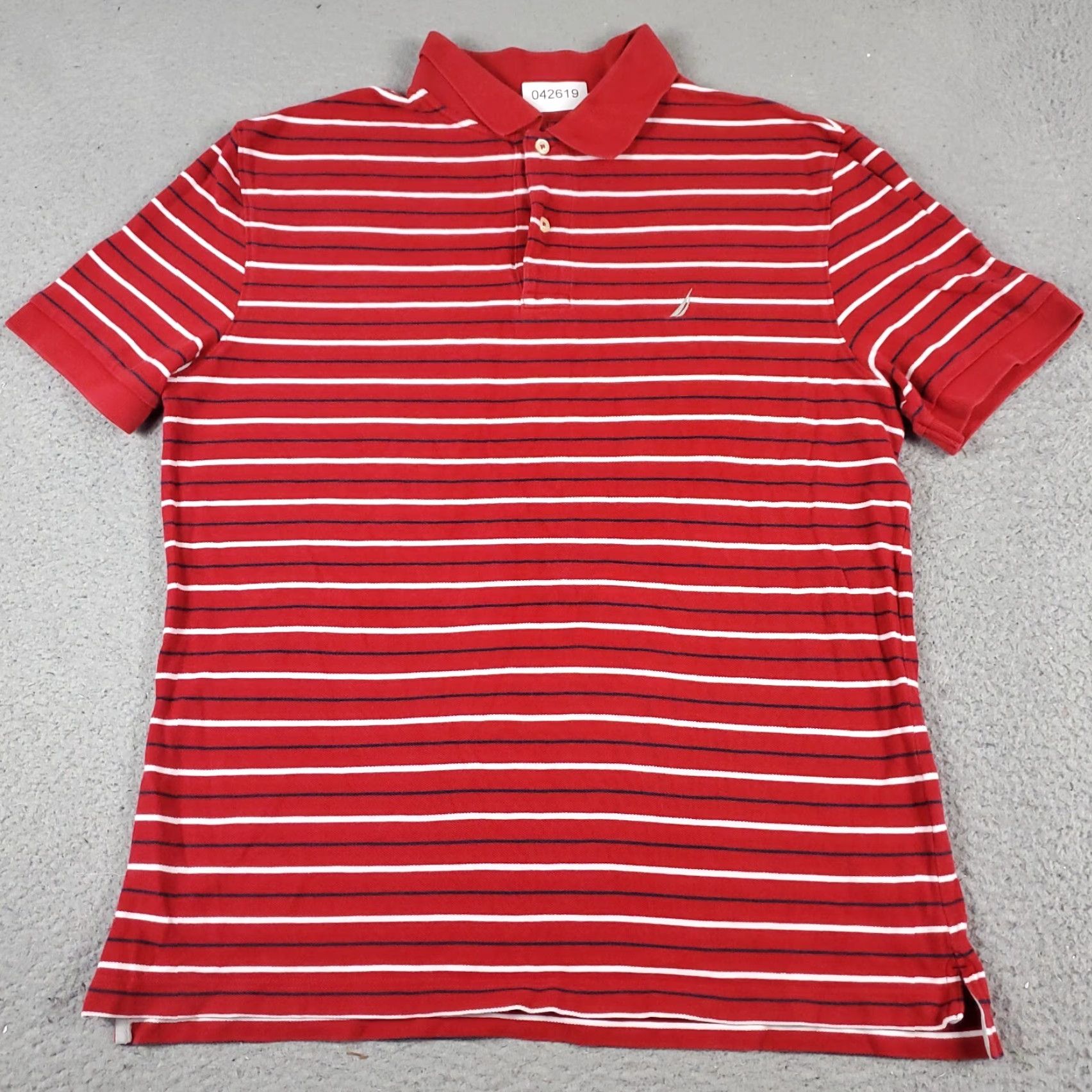 Nautica VINTAGE Nautica Polo Shirt Mens Large Red Striped Short Sleeve Casual Adult Polo Red Striped Nautica Mens L Red Size US L / EU 52-54 / 3 - 2 Thumbnail