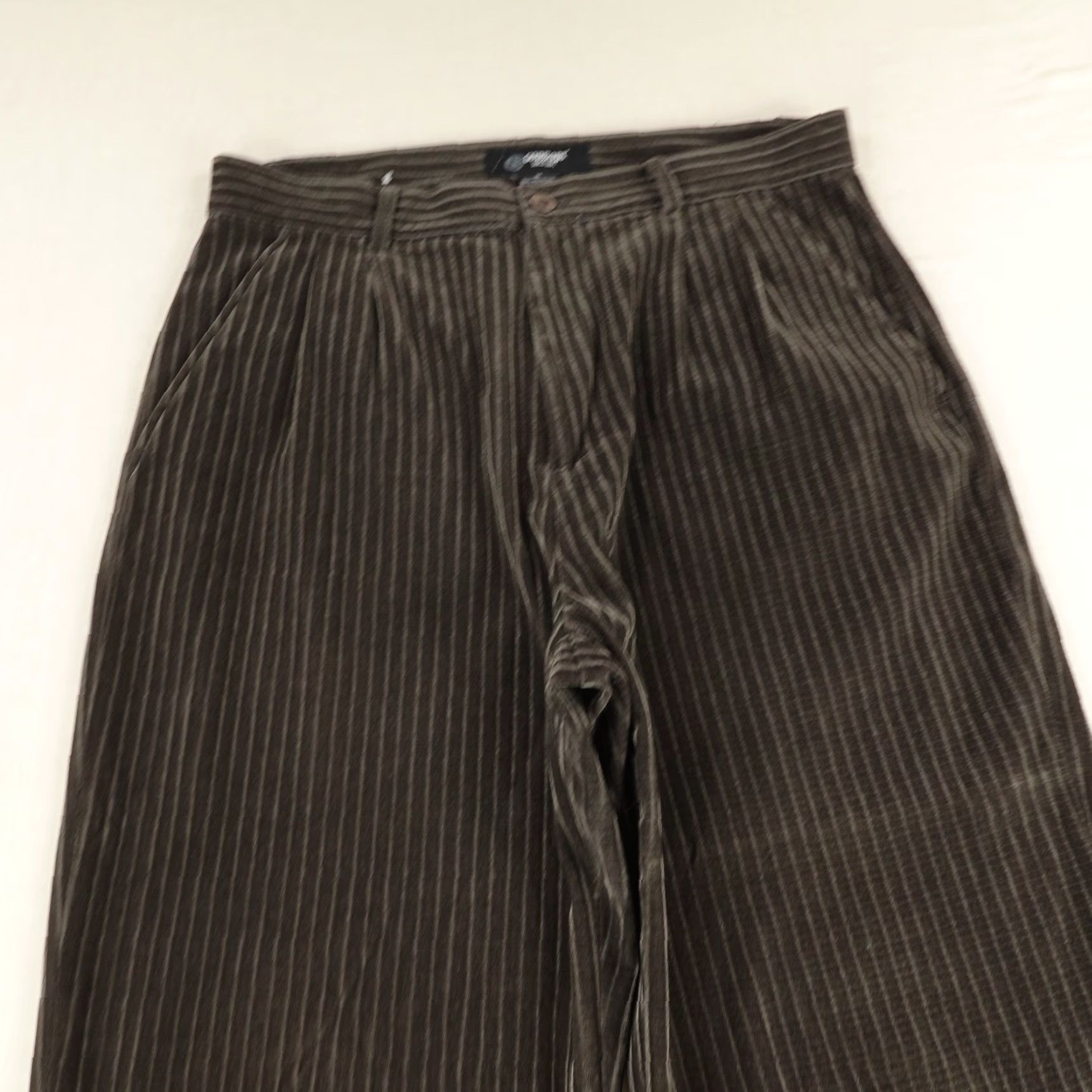 Velour Vintage Godbody Pants Men 34 Brown Velour Corduroy Cords Pleated Chino Baggy Y2K Size US 35 - 2 Thumbnail