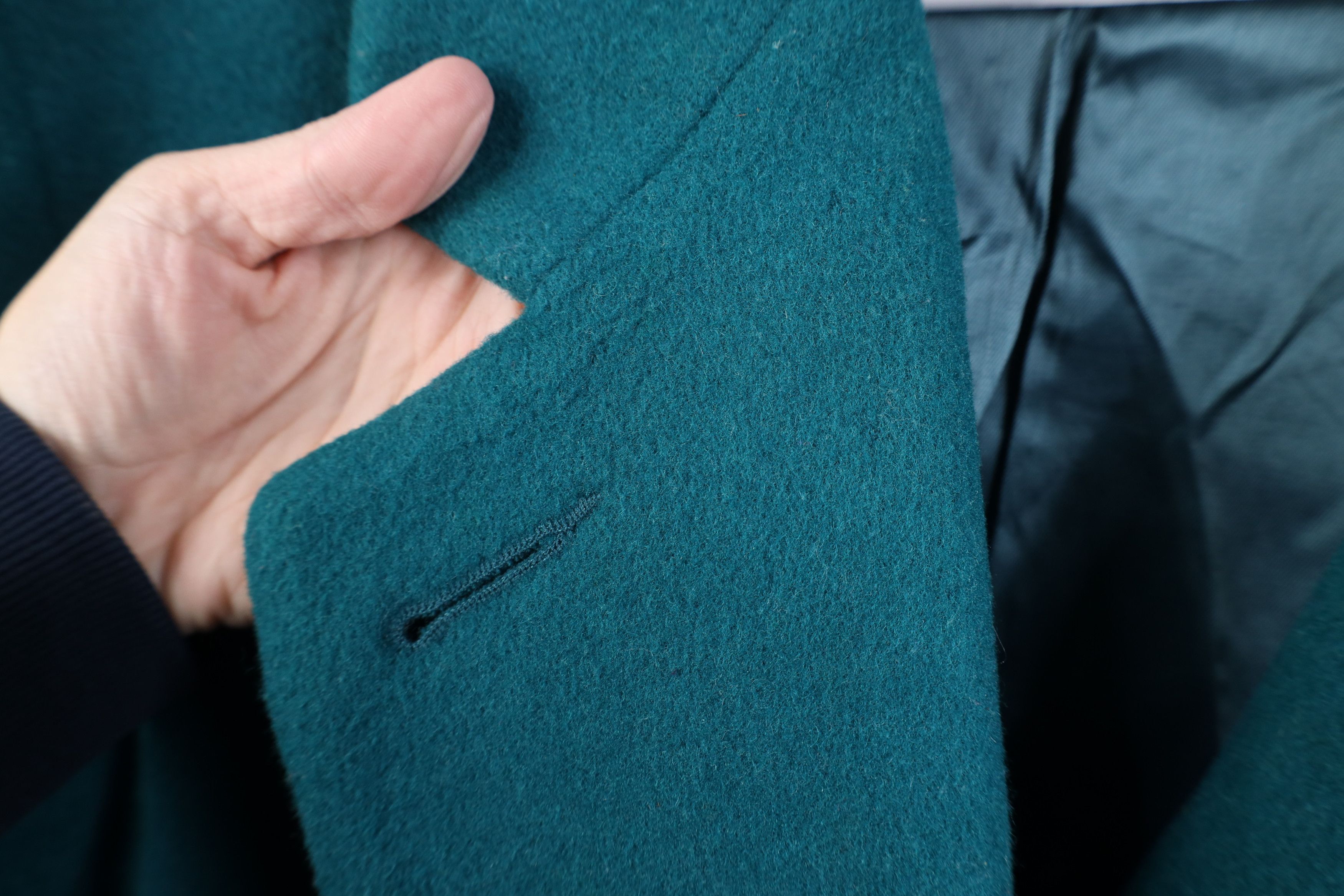 Vintage Vintage 90s Streetwear Heavy Pure Wool Overcoat Jacket Teal Size XXL / US 16-18 / IT 52-54 - 6 Thumbnail