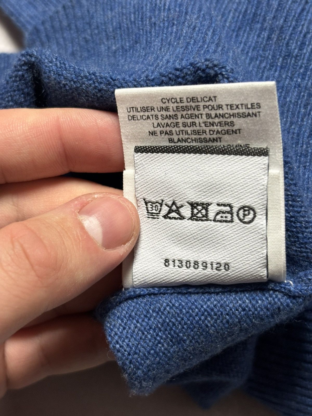 Designer WoolOvers Merino Wool Cashmere Half Zip Sweater Blue Mens XL Size US XL / EU 56 / 4 - 11 Thumbnail