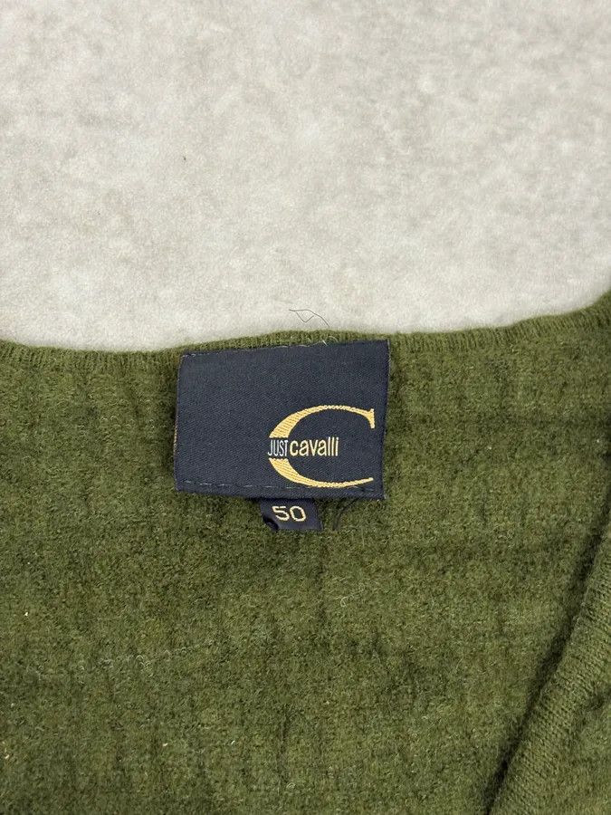 Just Cavalli 2000s Cavalli Olive Textured Wave Wool Sweater Size XS / US 0-2 / IT 36-38 - 9 Thumbnail