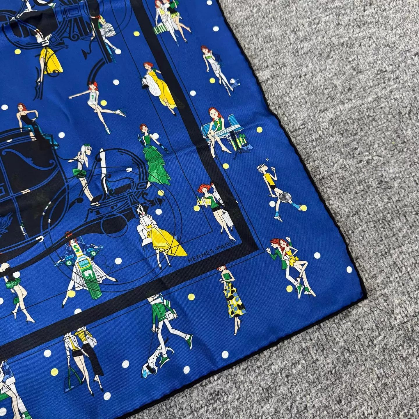 Hermes Hermes Royal Blue Carriage Silk Scarf Unused Box Size ONE SIZE - 3 Thumbnail