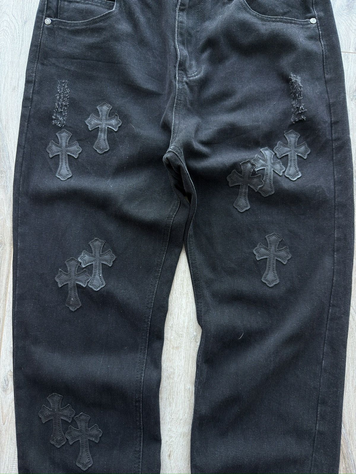 Other Gothic Chrome Patch Jeans Heards Y2K Streetwear Distressed Size US 33 - 6 Thumbnail