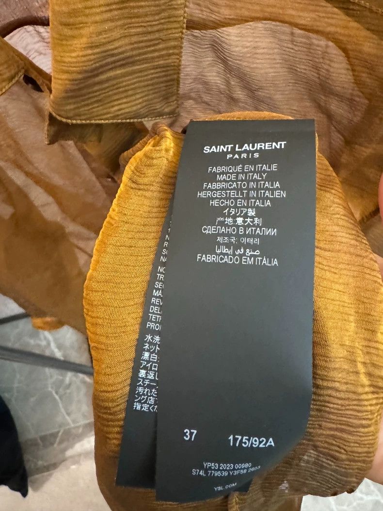 Yves Saint Laurent Saint Laurent size 37 24SS Gold Silk See-Through Shirt 2502 Size US M / EU 48-50 / 2 - 3 Thumbnail