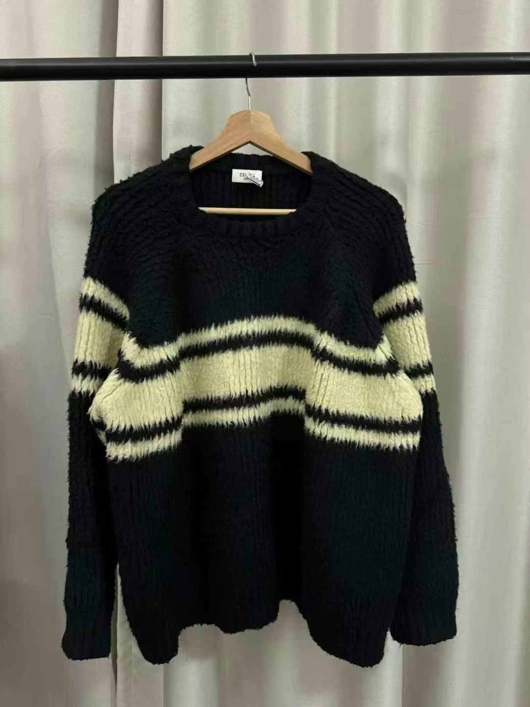 Celine black and white striped mohair sweater Size M / US 6-8 / IT 42-44 - 1 Thumbnail