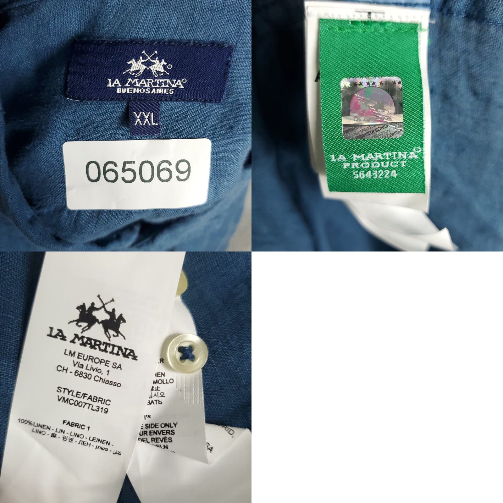 La Martina La Martina Shirt Mens 2XL Blue Linen Button-Up Long Sleeve Casual Business Formal Party/Cocktail Travel Workwear Shirt Mens Size US XXL / EU 58 / 5 - 8 Thumbnail