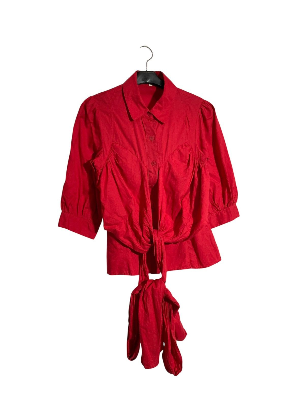 Kenzo 🇫🇷 Vintage Kenzo Blouse Top Women With Tie Front Red Luxury Size S / US 4 / IT 40 - 2 Thumbnail
