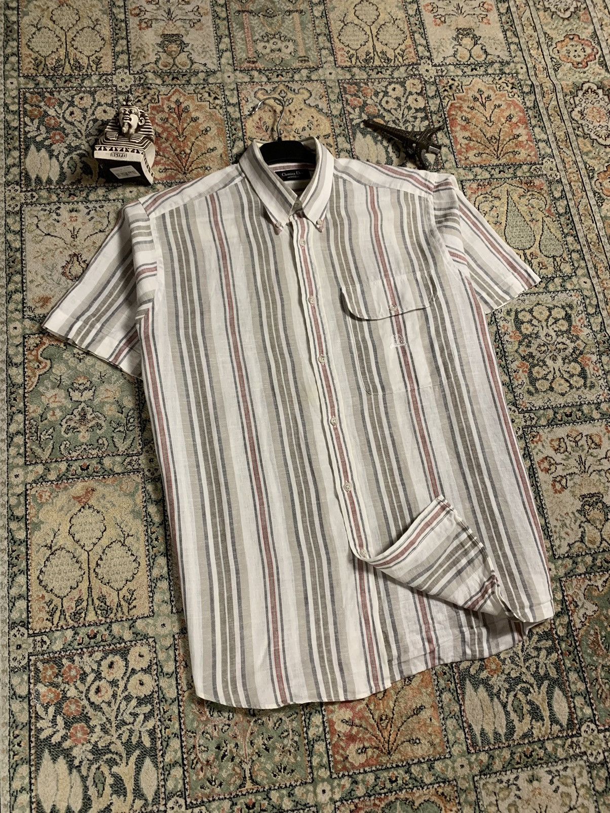 Christian Dior Monsieur × Dior × Vintage Vintage Christian Dior Monsieur Linen Striped Shirt Size US M / EU 48-50 / 2 - 5 Thumbnail