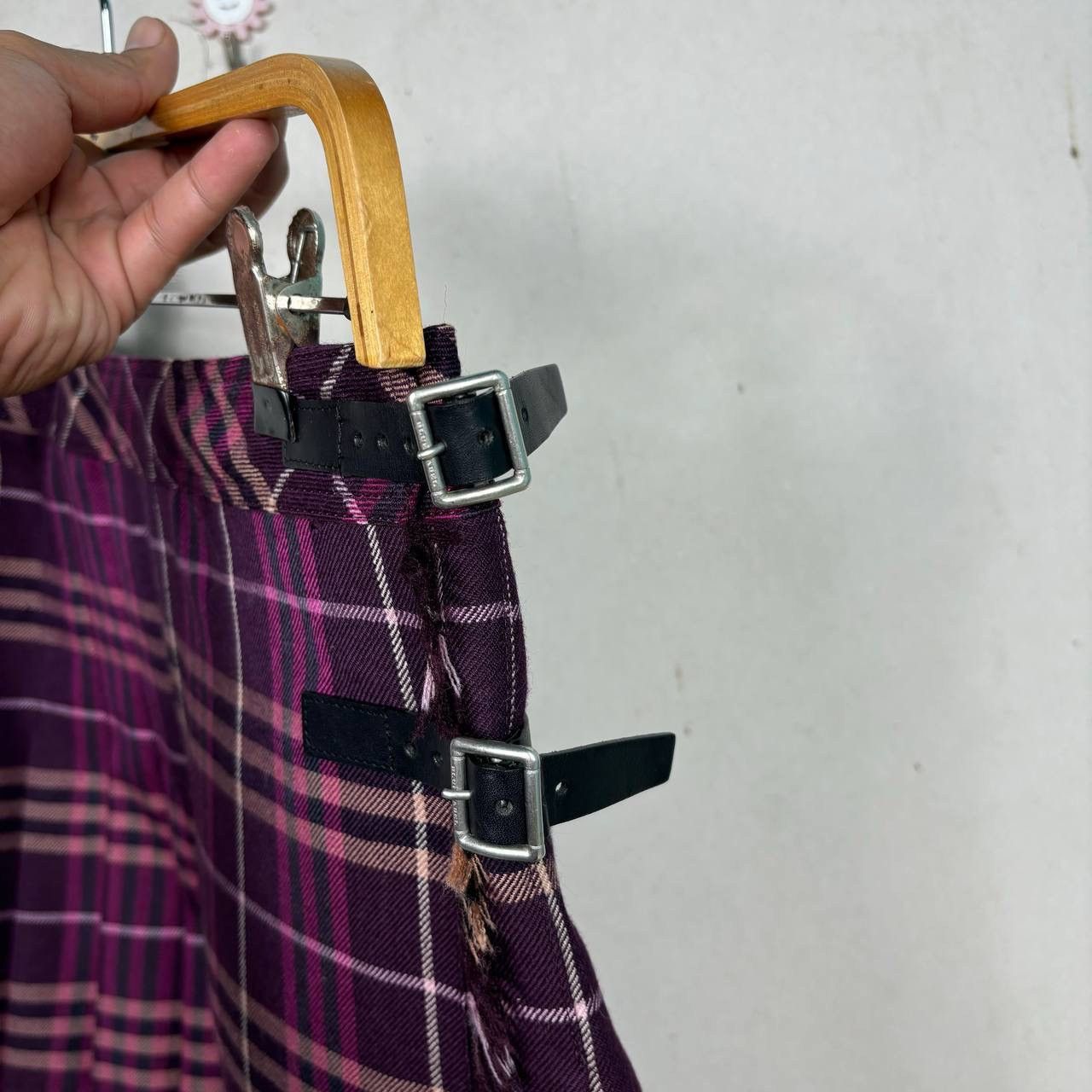 Burberry Burberry Blue Label Purple Plaid Wool Mini Kilt Skirt S 36 Size 29" - 3 Thumbnail