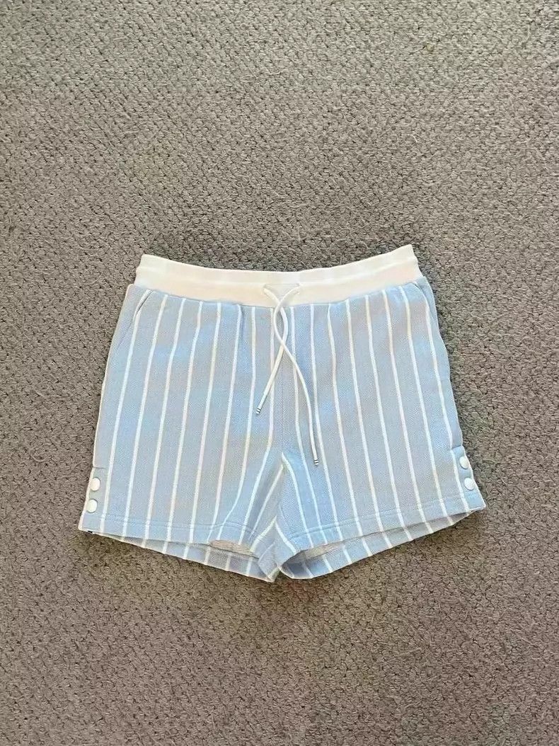 Thom Browne Thom Browne Blue and white striped pull-on shorts Size 26" / US 2 / IT 38 - 1 Thumbnail