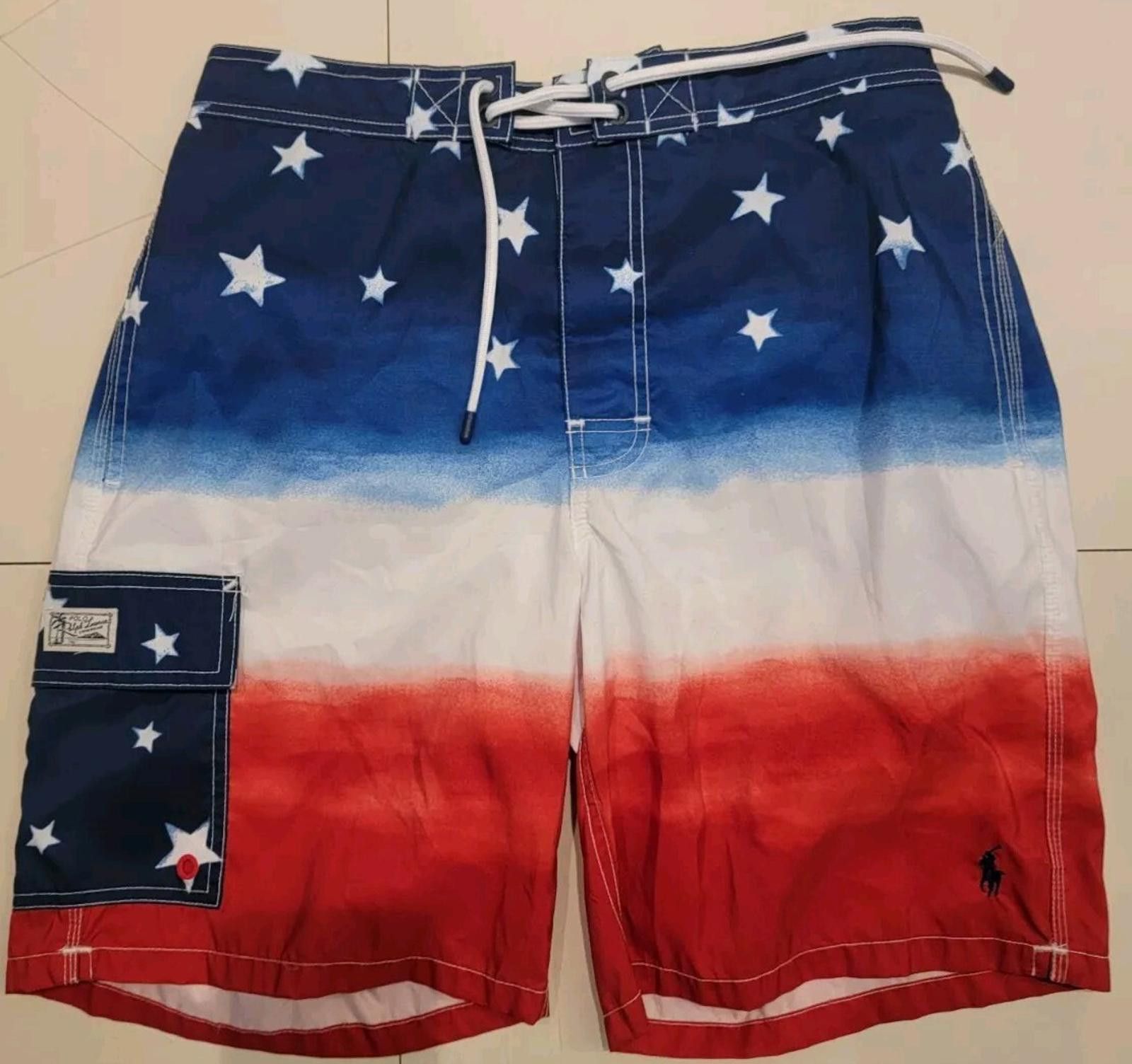 Polo Ralph Lauren Polo Ralph Lauren Men's Red Blue Flag Swim Trunks Shorts M Size US 32 / EU 48 - 1 Thumbnail