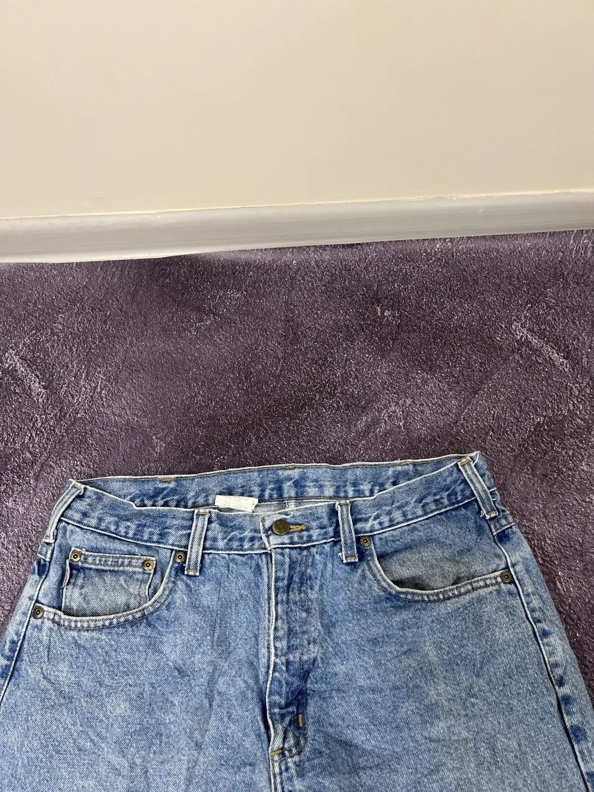 Carhartt × Vintage Vintage Carhartt Faded Light Blue Work Denim Hype Jeans Size US 35 - 9 Thumbnail