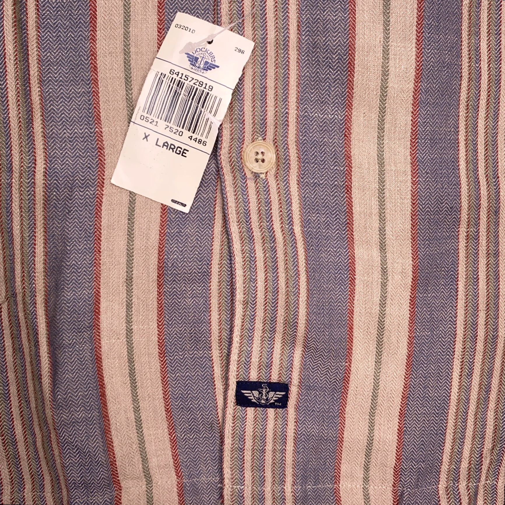 Dockers VINTAGE Dockers Shirt Mens XL Button-Up Linen Herringbone Pocket USA New Size US XL / EU 56 / 4 - 5 Thumbnail