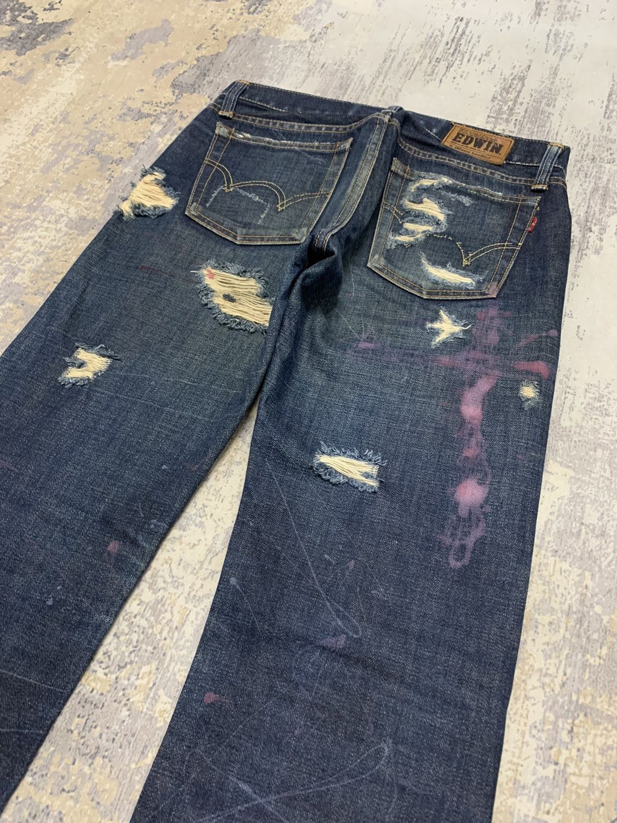 Japanese Brand Edwin 505 Lowrize Selvedge Distressed Denim Jeans W30x32.5 Size US 30 / EU 46 - 12 Thumbnail