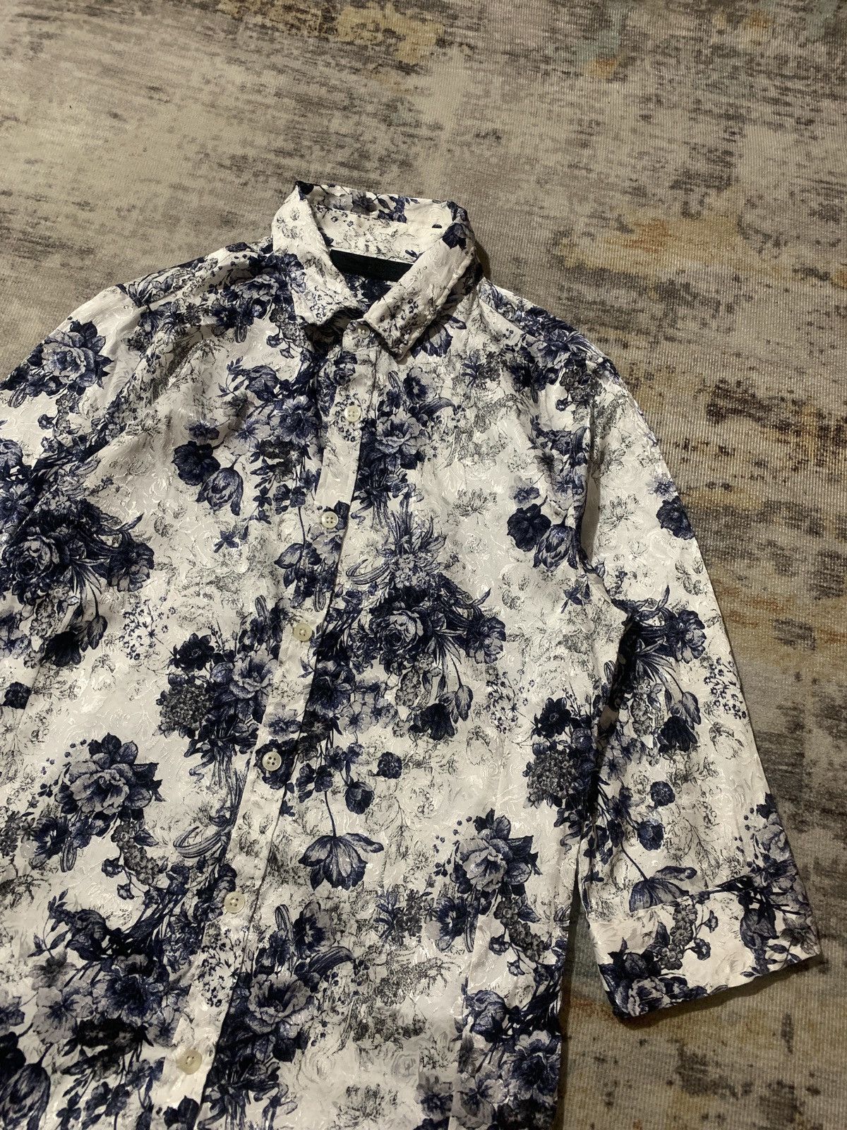 Other FUGA Floral Shirt Three-quarter Sleeve Silver Men's Size US S / EU 44-46 / 1 - 2 Thumbnail