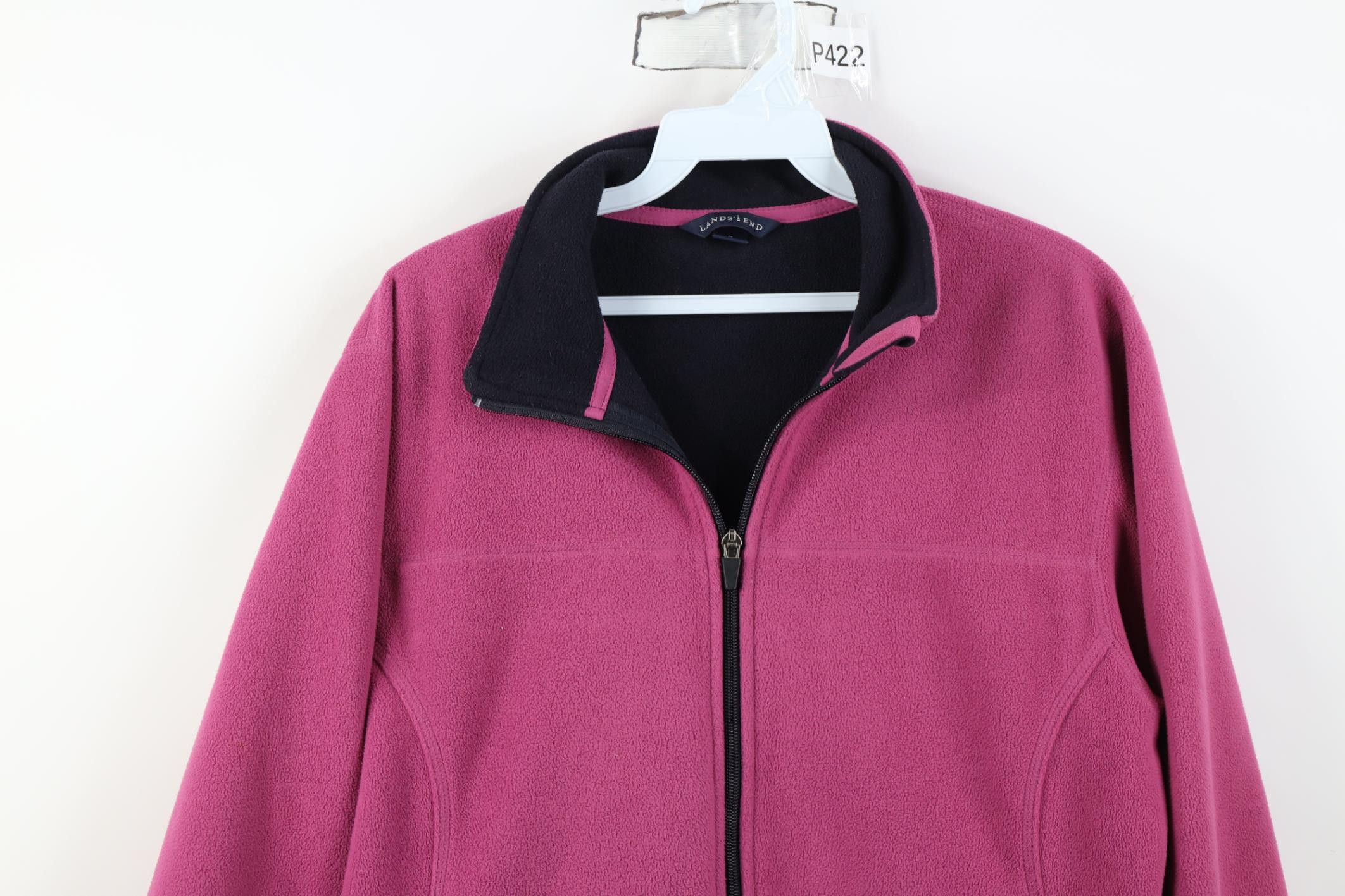 Lands' End Vintage Lands End Blank Fleece Full Zip Jacket Pink Size M / US 6-8 / IT 42-44 - 2 Thumbnail