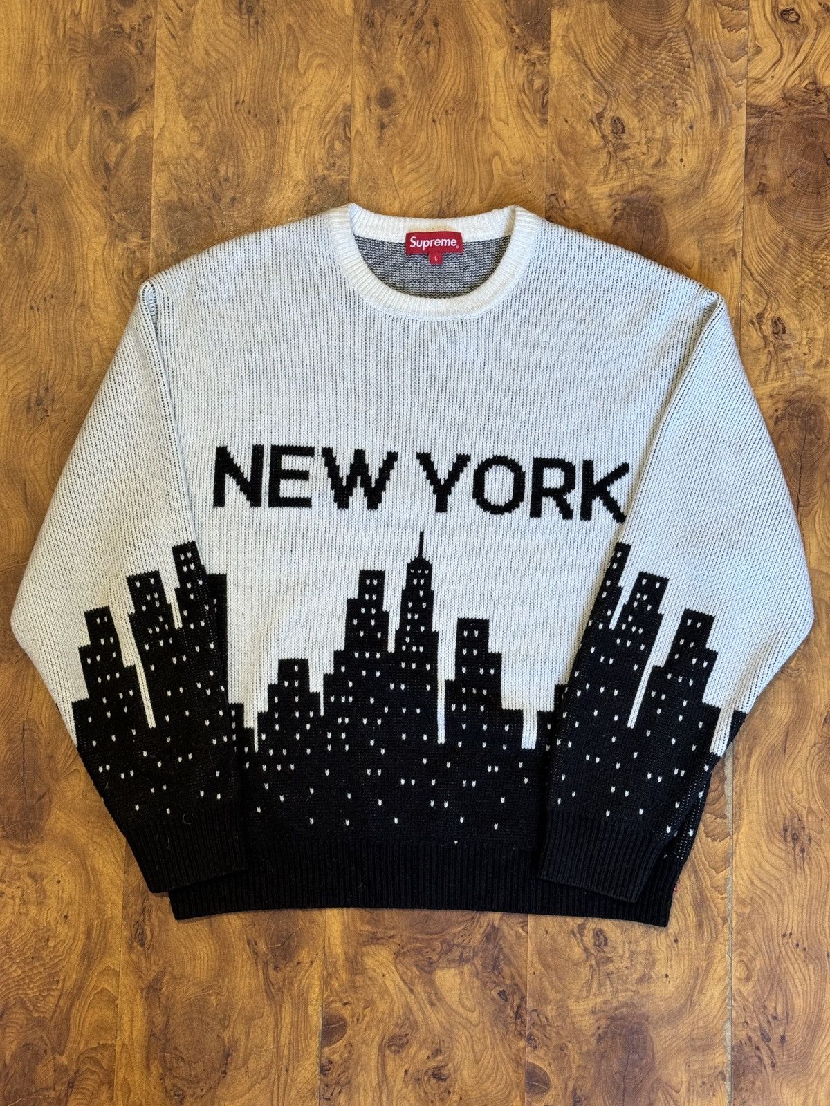 Image of Supreme “New York” Knit Sweater, Black, Men's (Size Large)